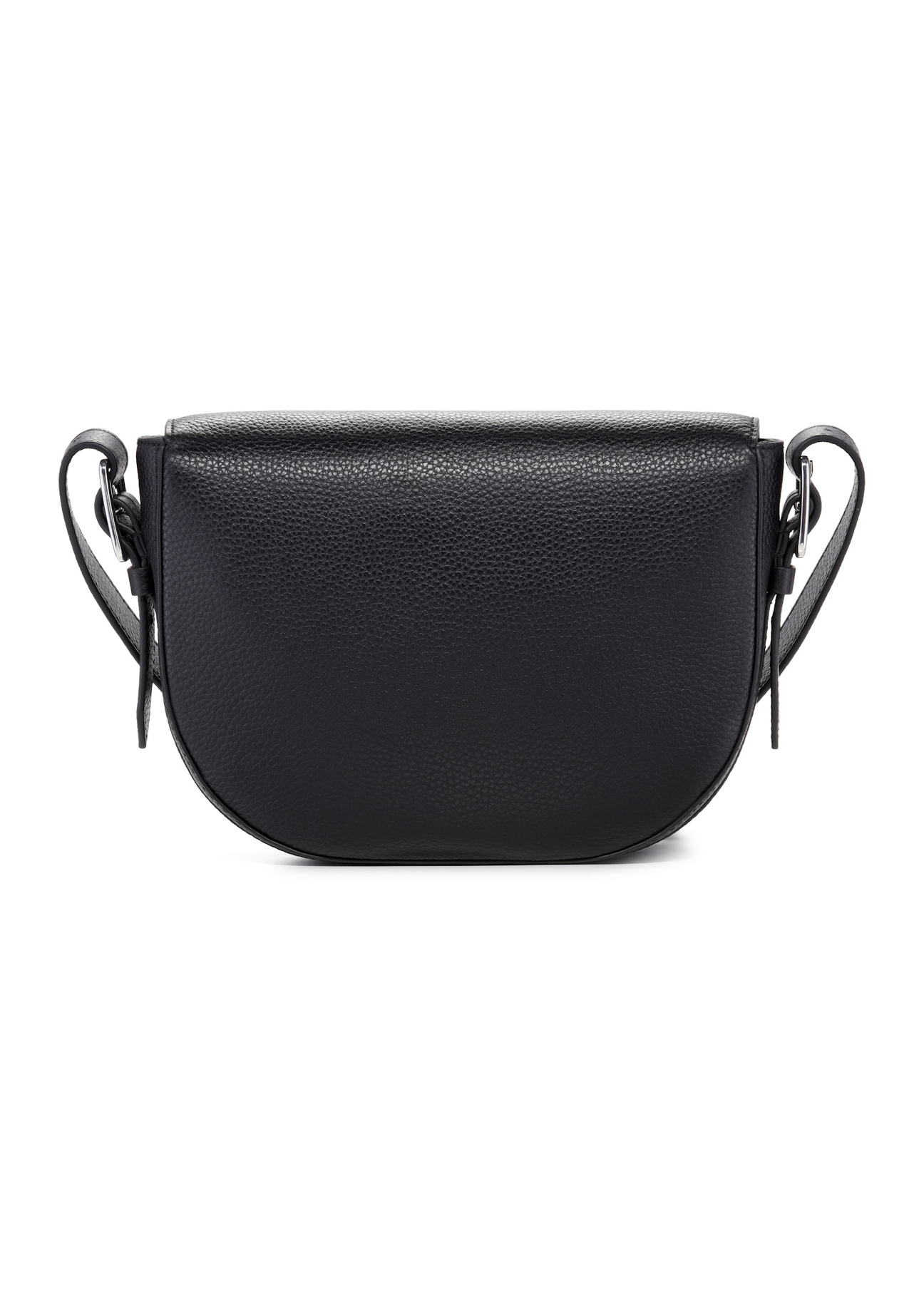 Čierna kožená dámska kabelka cez rameno TORES-1218-9I(W26), pohľad na produkt zozadu na bielom pozadí.