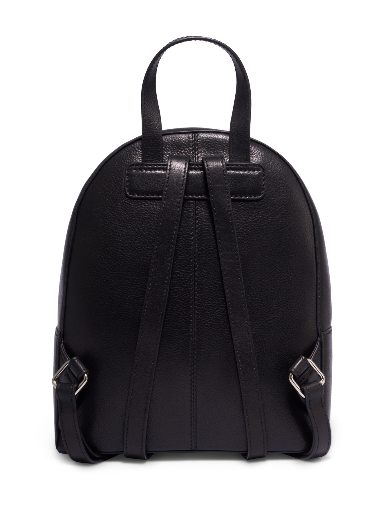 Čierny kožený dámsky batoh TORES-1378-99(Z26), pohľad na produkt zozadu na bielom pozadí.