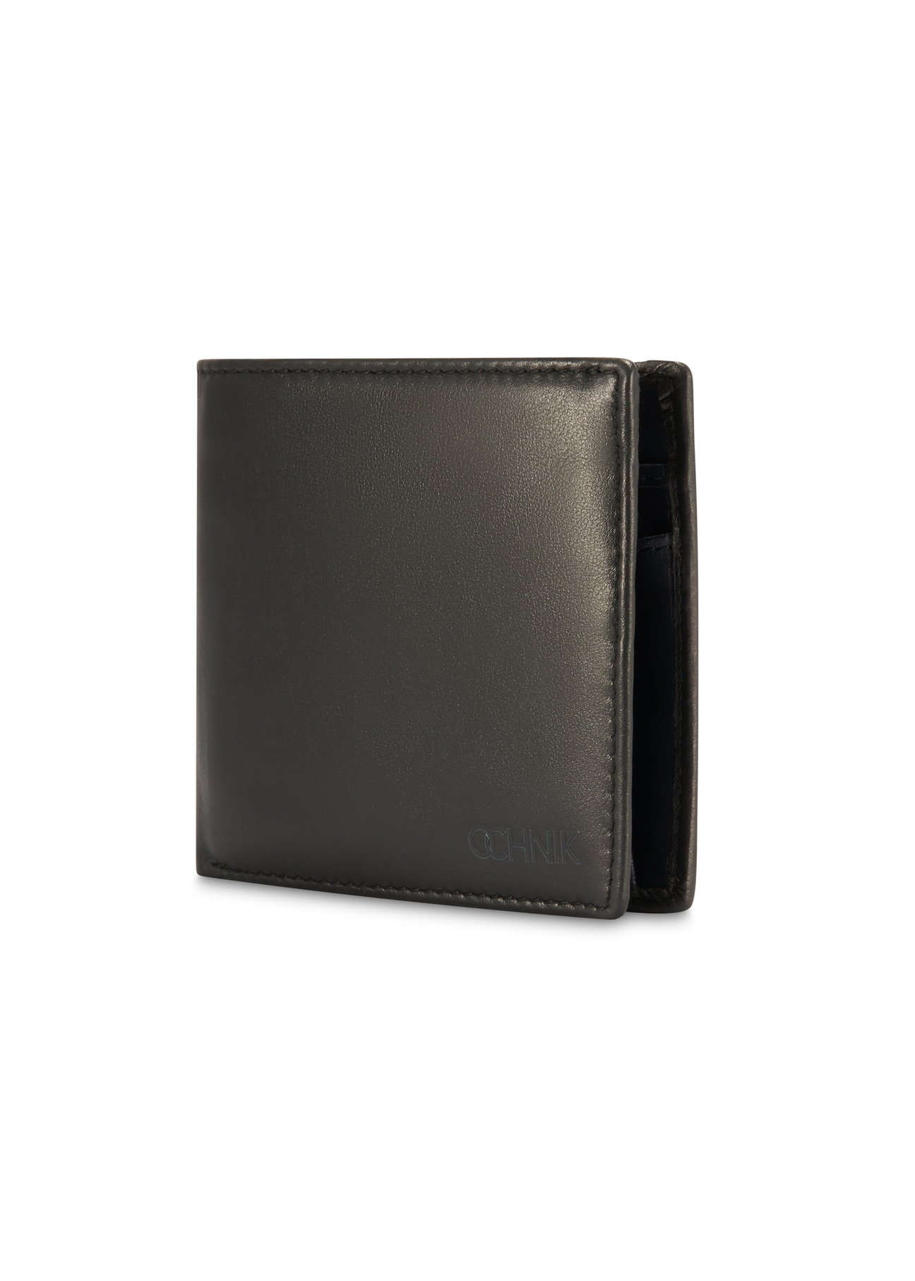 Čierna pánska kožená peňaženka PORMS-0627A-98(Z25), diagonálny pohľad na produkt na bielom pozadí.