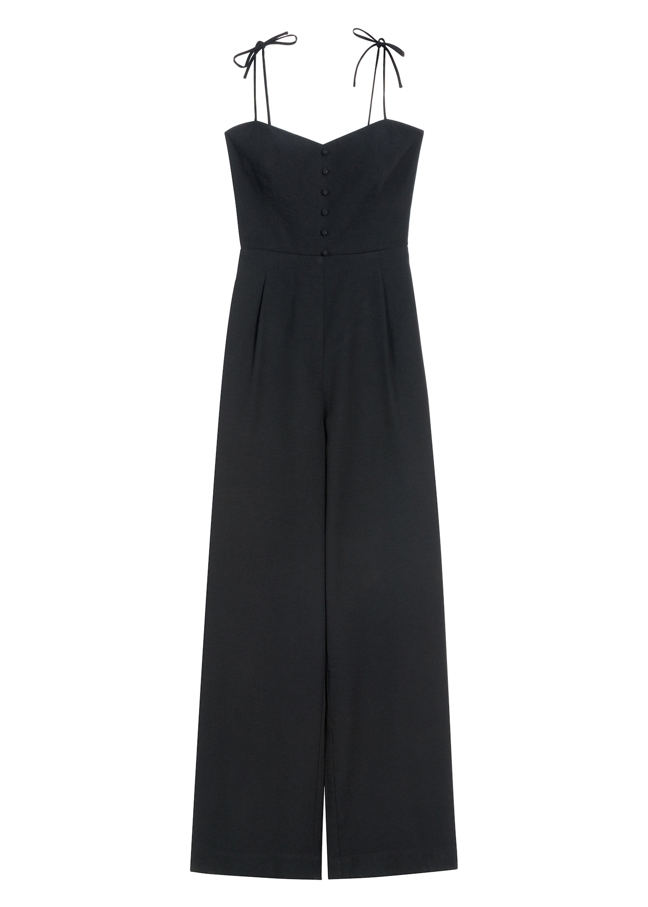 Čierny dámsky overal KOBDT-0011-99(W26), pohľad spredu, na bielom pozadí.