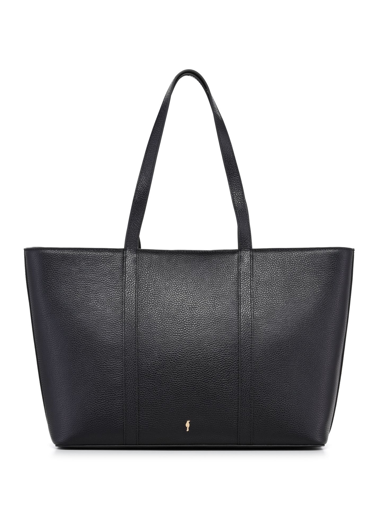 Čierna kožená nákupná taška TORES-1273-9I(W26) - pohľad spredu na bielom pozadí.