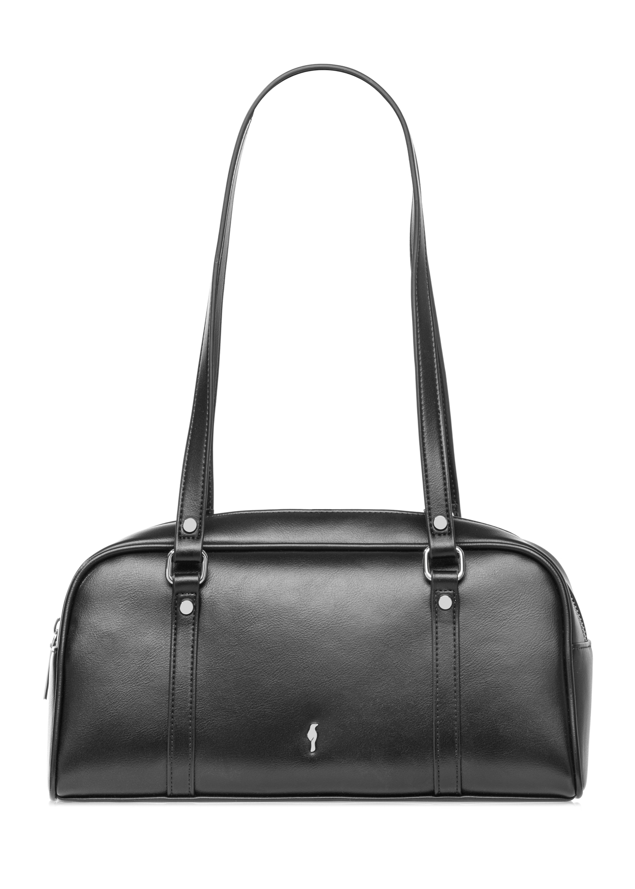 Čierna taška cez rameno TOREC-1233-9G(W26), pohľad spredu na bielom pozadí.