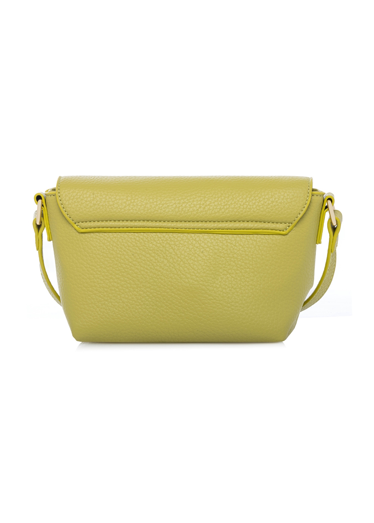 Limetkovo zelená malá dámska kabelka cez rameno TOREC-0916-8G(W26), pohľad na produkt zozadu na bielom pozadí.