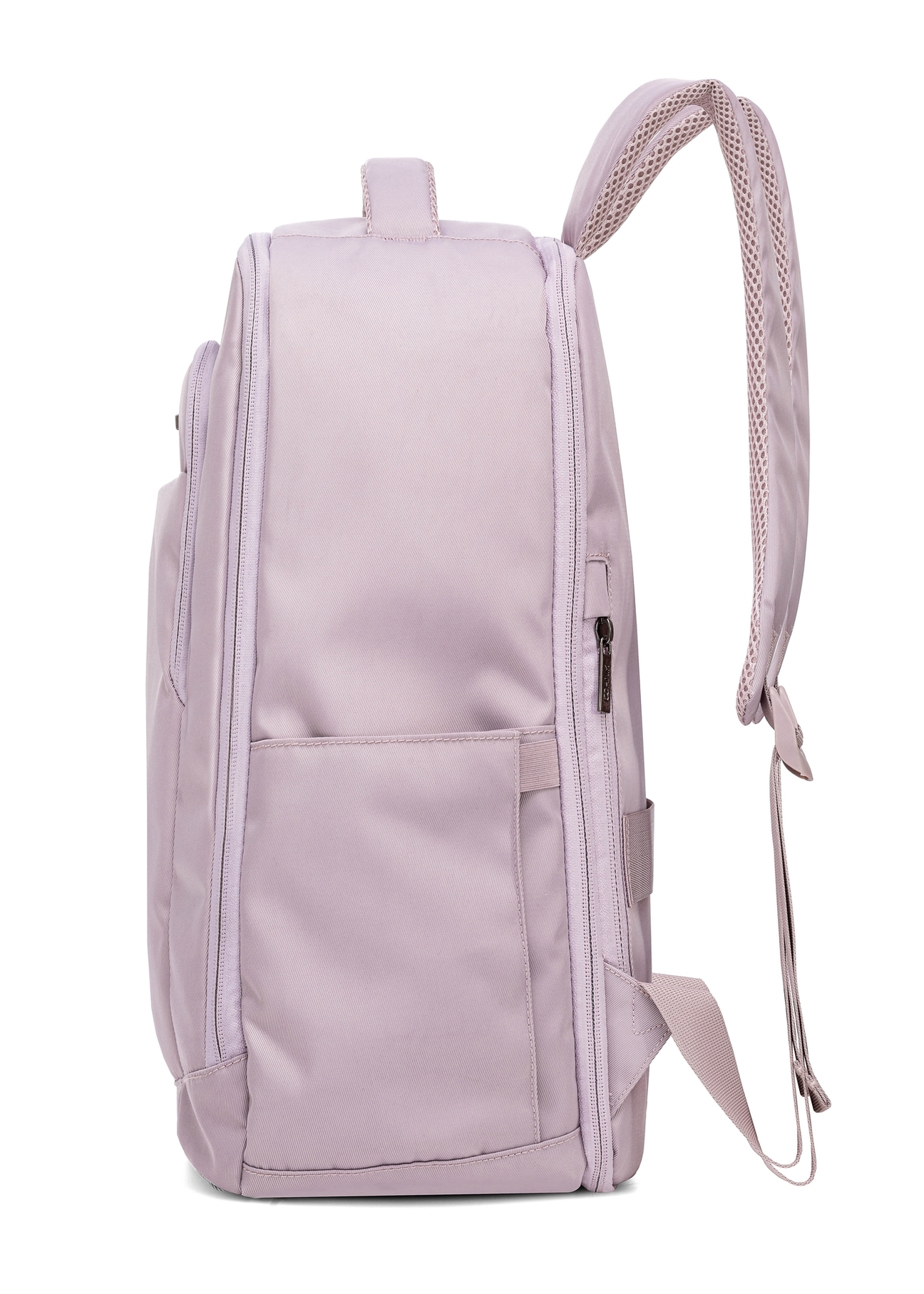 Ružový batoh PLCMN-0014A-31(Z25), bočný pohľad na produkt na bielom pozadí.