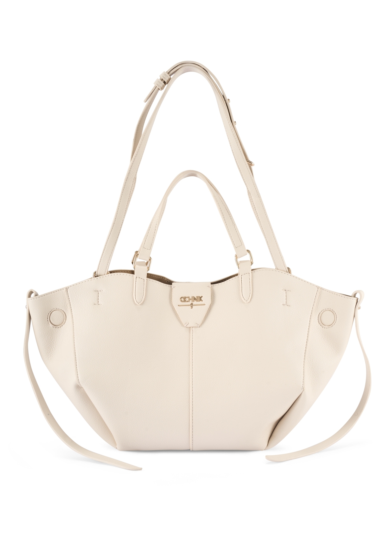 Biela dámska kabelka cez rameno TOREC-1231-0B(W26) - pohľad na produkt spredu, na bielom pozadí.