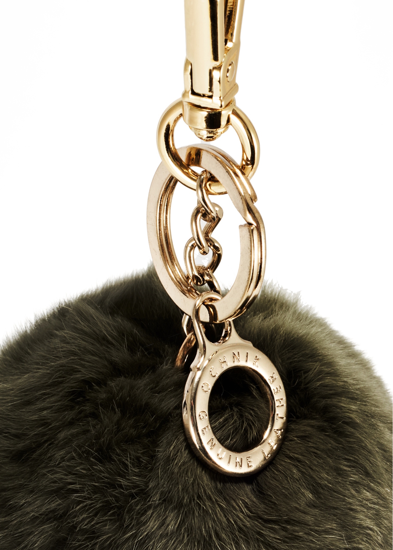 Kľúčenka s khaki brmbolcom BRELOK-117A-55(Z25), detail produktu na bielom pozadí.