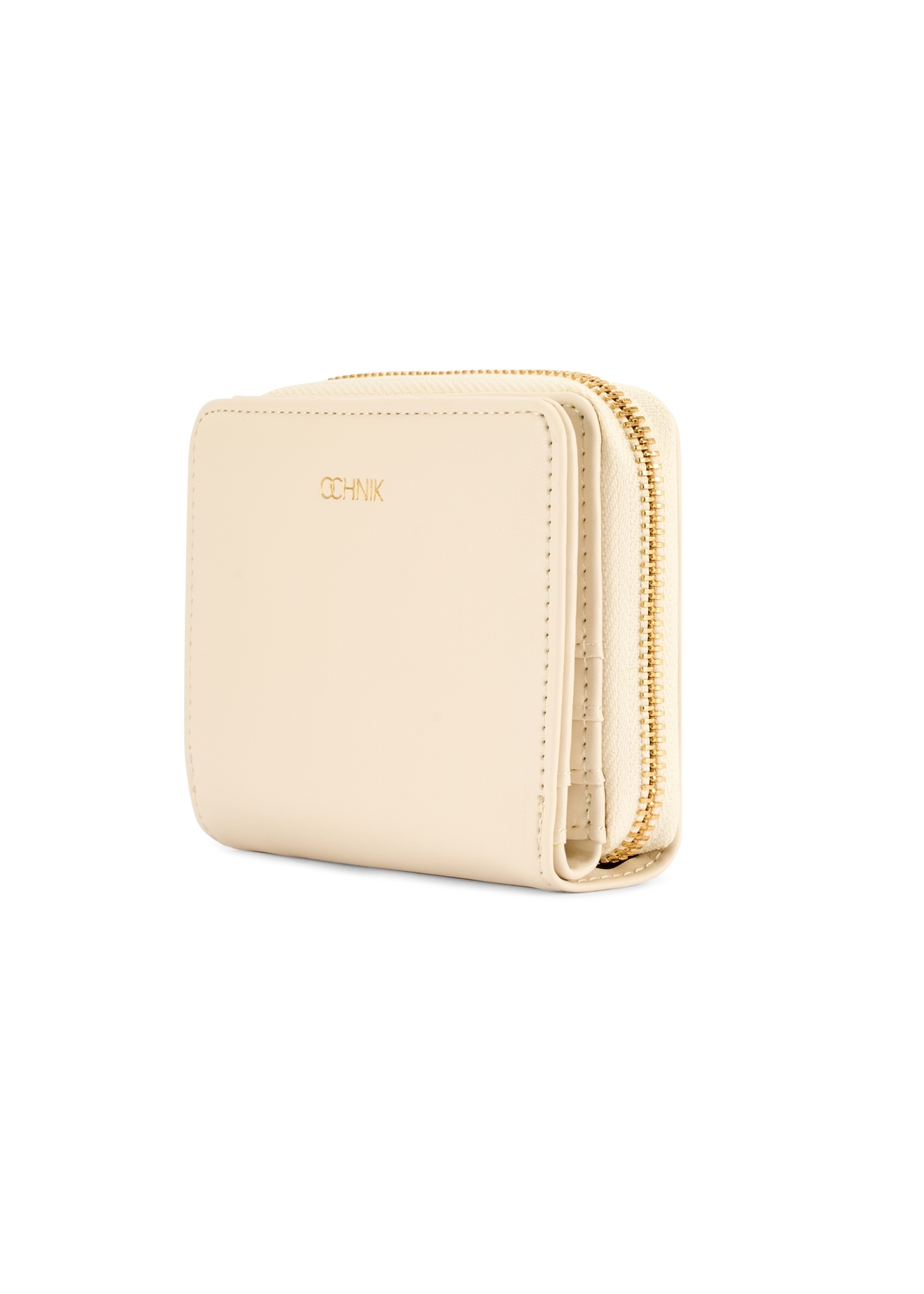 Dámska peňaženka strednej veľkosti krémovej farby POREC-0412-0B(W26), diagonálny pohľad na produkt na bielom pozadí.