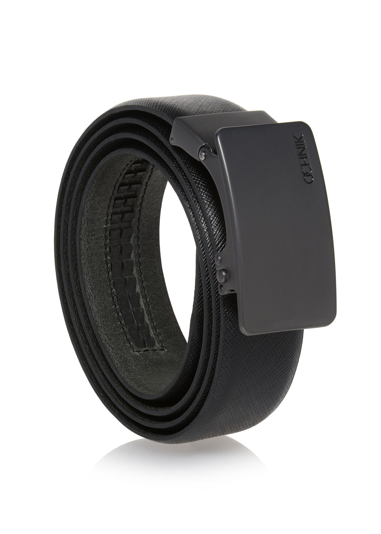 Čierny kožený nastaviteľný pánsky opasok PASMS-0216A-99(W24)-03