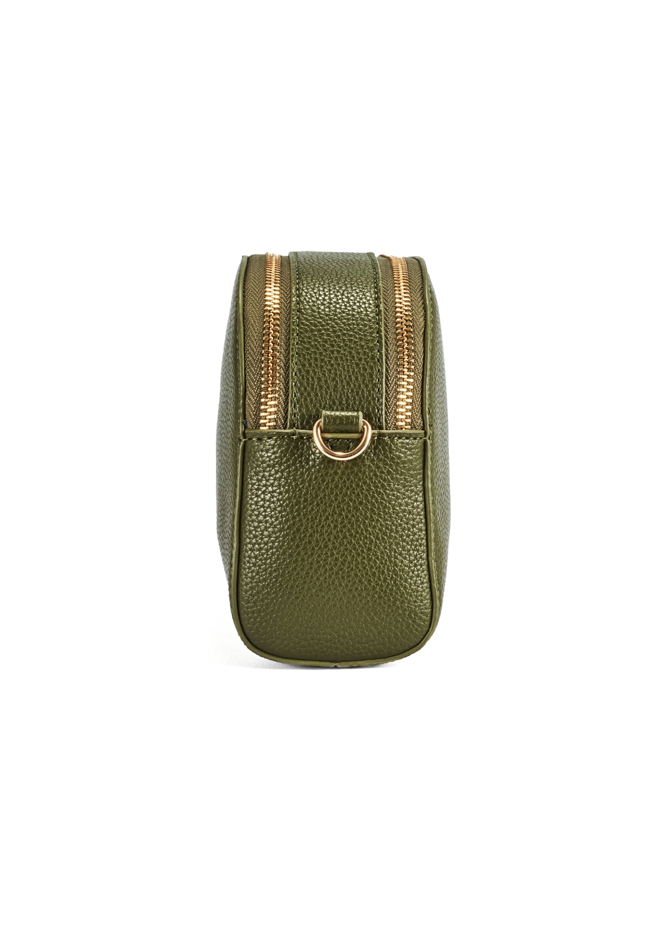 Malá dámska khaki kabelka TOREC-0036E-55(Z25), bočný pohľad na produkt na bielom pozadí.
