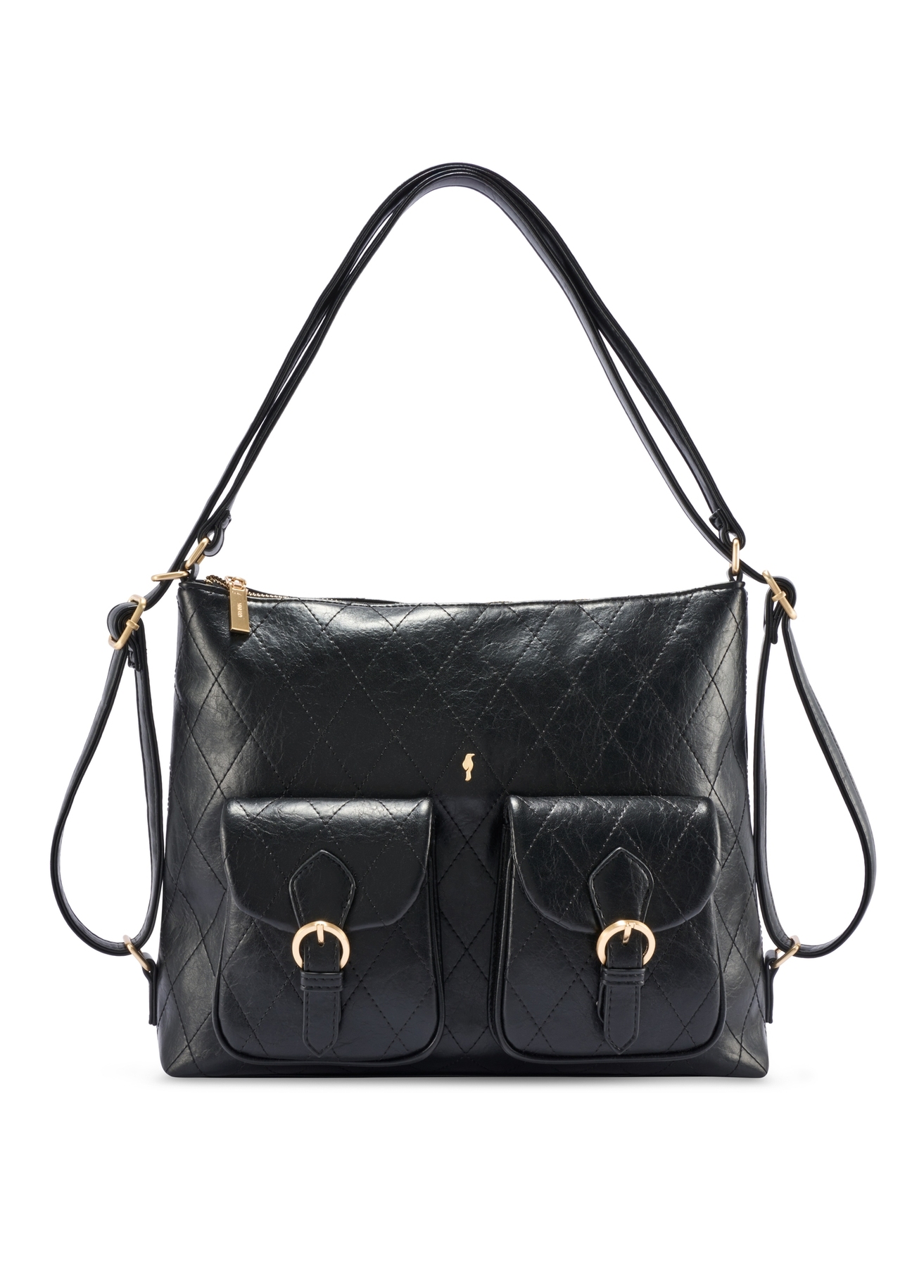 Čierny kožený dámsky opasok PASDS-0342-99(W26) - pohľad spredu na produkt, na bielom pozadí.