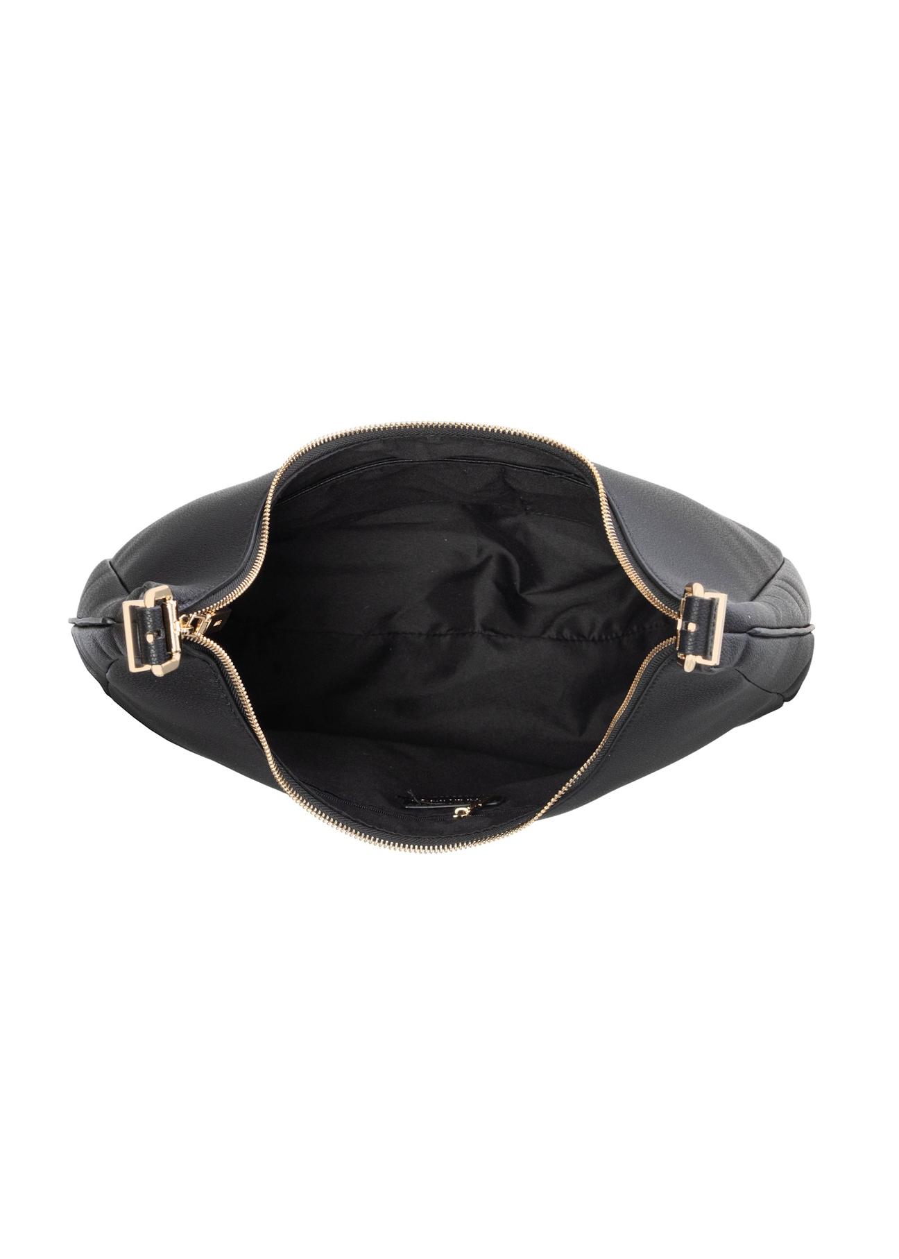 Čierna dámska nákupná taška TOREC-1238-99(W26), pohľad na produkt vo vnútri na bielom pozadí.