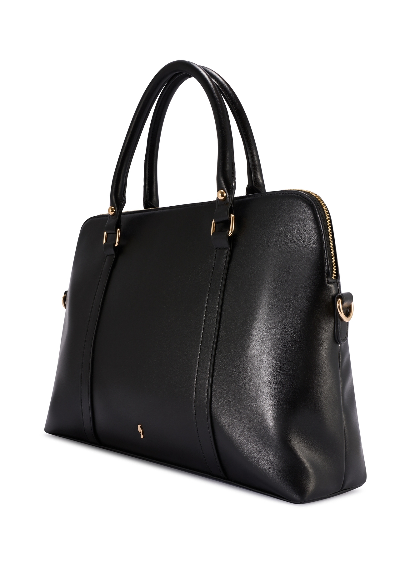 Čierna dámska taška na notebook TOREC-1130-99(W26), diagonálny pohľad na produkt na bielom pozadí.