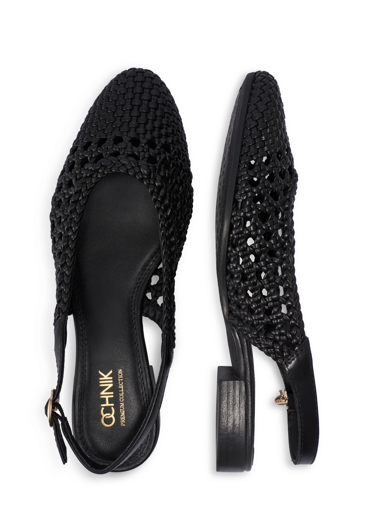 Čierne pletené dámske topánky BUTYD-1252-99(W26), pohľad zhora na produkt na bielom pozadí.