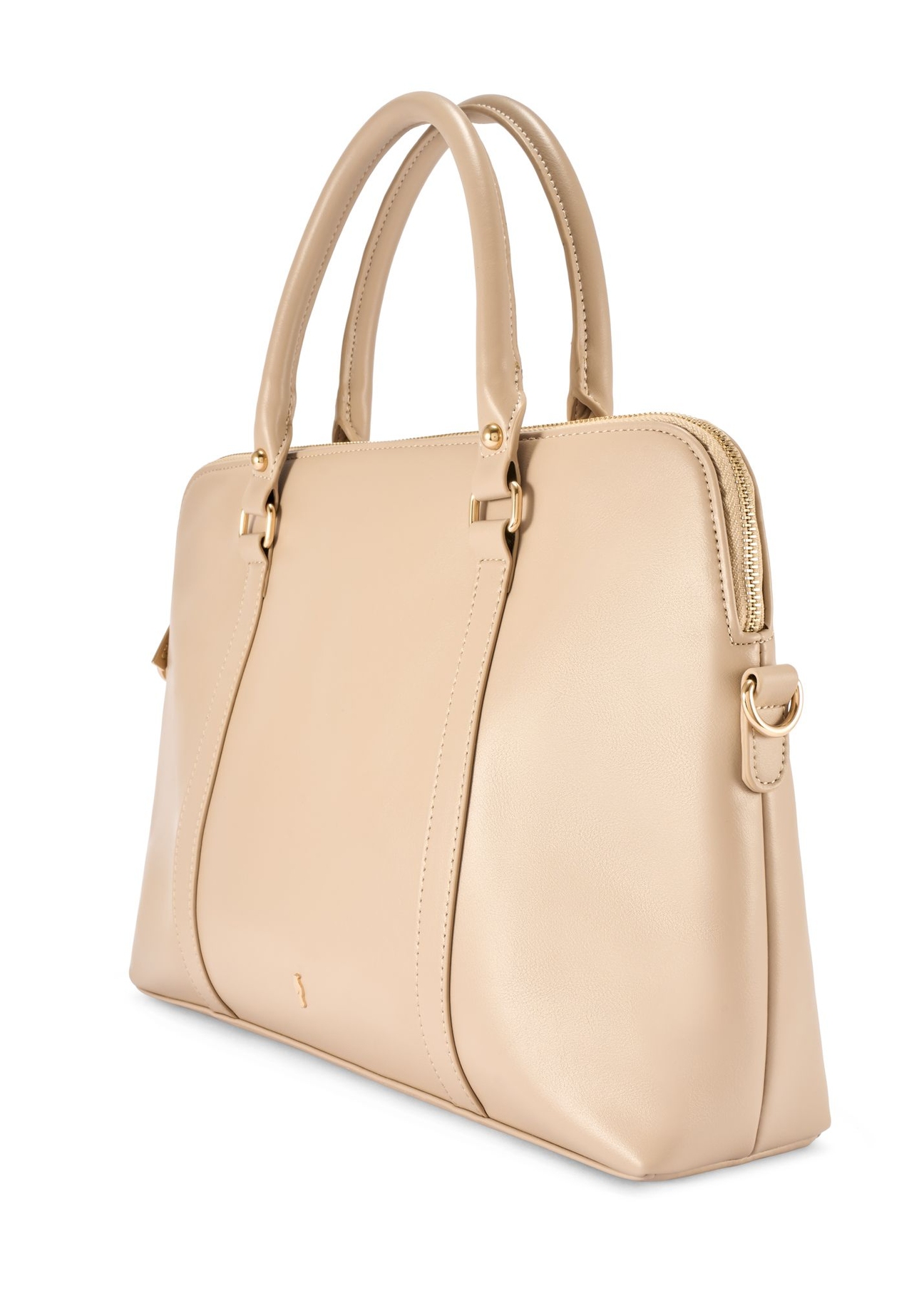 Béžová dámska taška na notebook TOREC-1130-1A(W26) - diagonálny pohľad na produkt, na bielom pozadí.