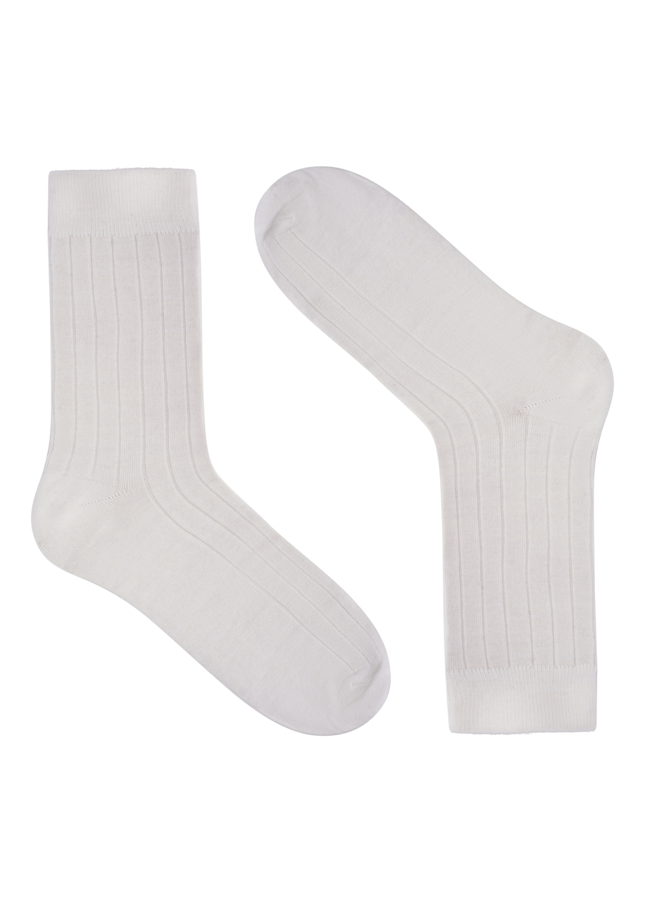 Krémové ponožky z merino vlny SKAMT-0206-0B(Z26), pohľad na produkt spredu na bielom podklade.