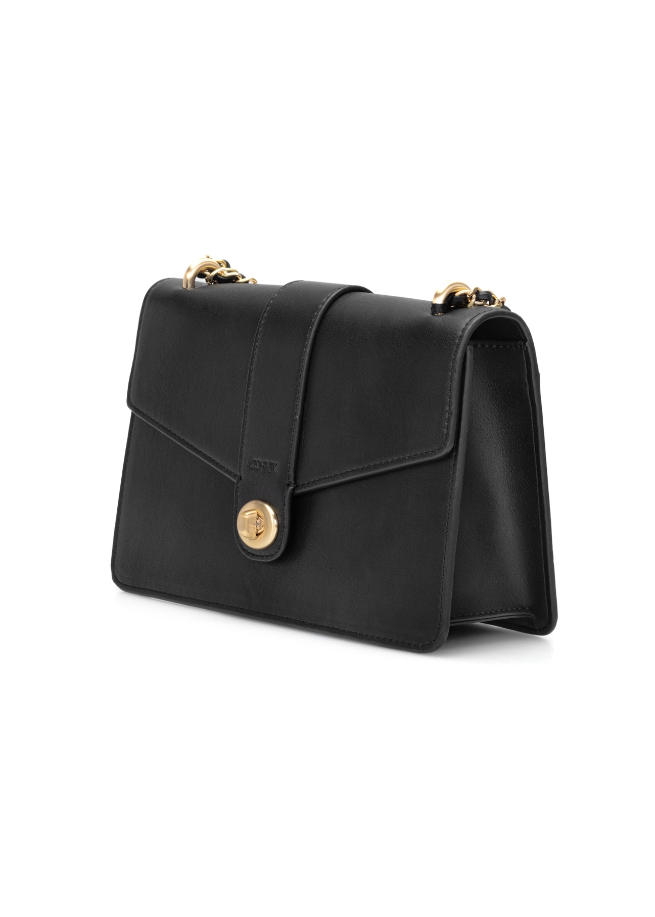 Čierna dámska taška cez rameno TOREC-1137-99(W26), diagonálny pohľad na produkt na bielom pozadí.