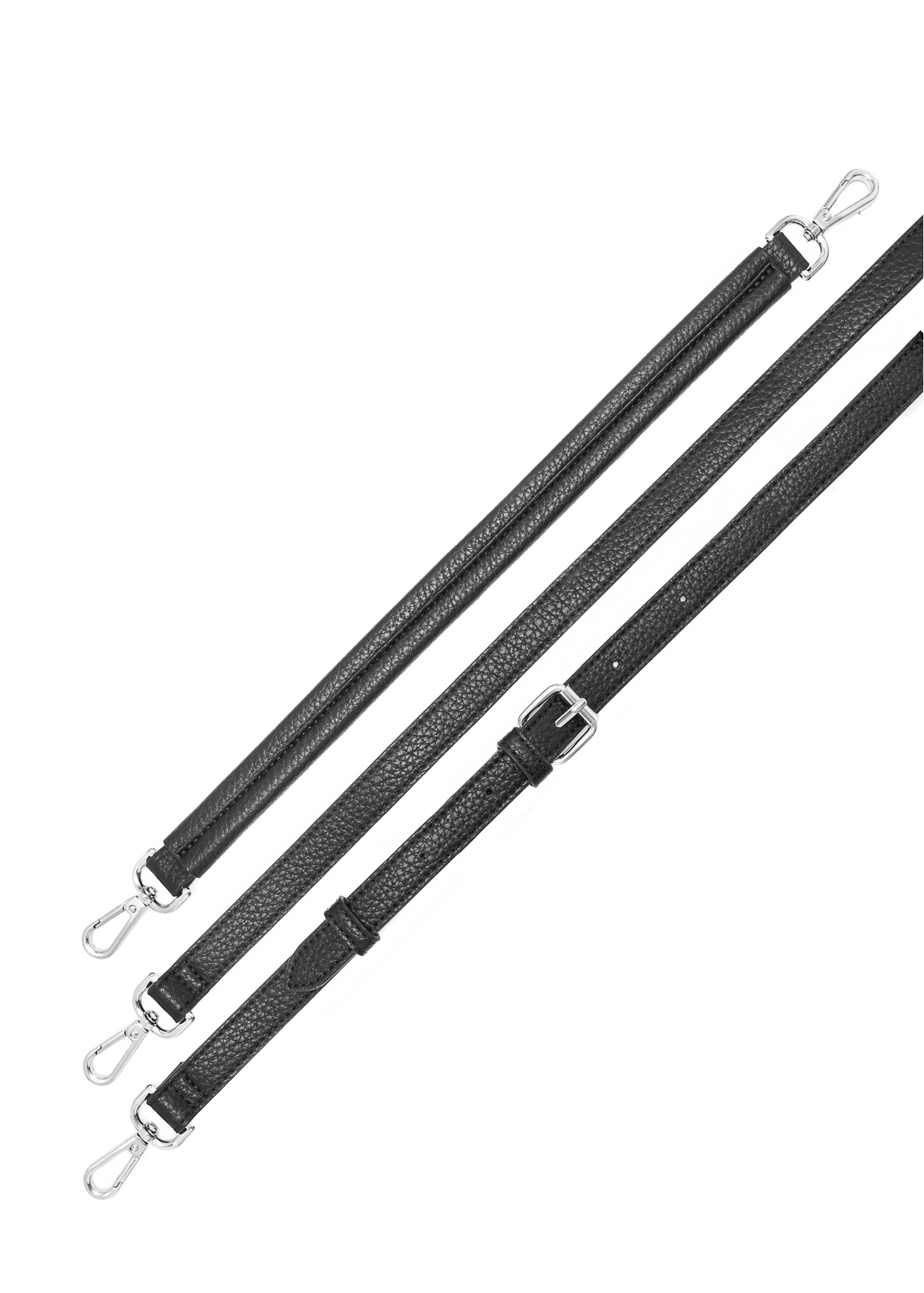 Čierna kabelka TOREC-0886A-99(Z25), pohľad na produkt s pruhmi na bielom podklade.