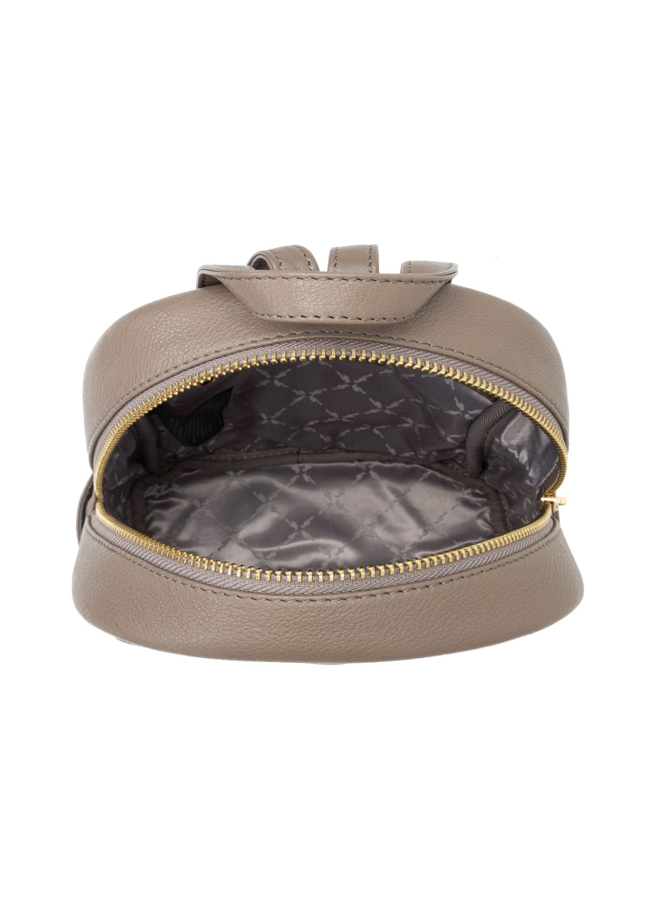 Dámsky kožený batoh tmavo béžovej farby TORES-1089A-1K(W26) - pohľad na produkt zhora, na bielom pozadí.