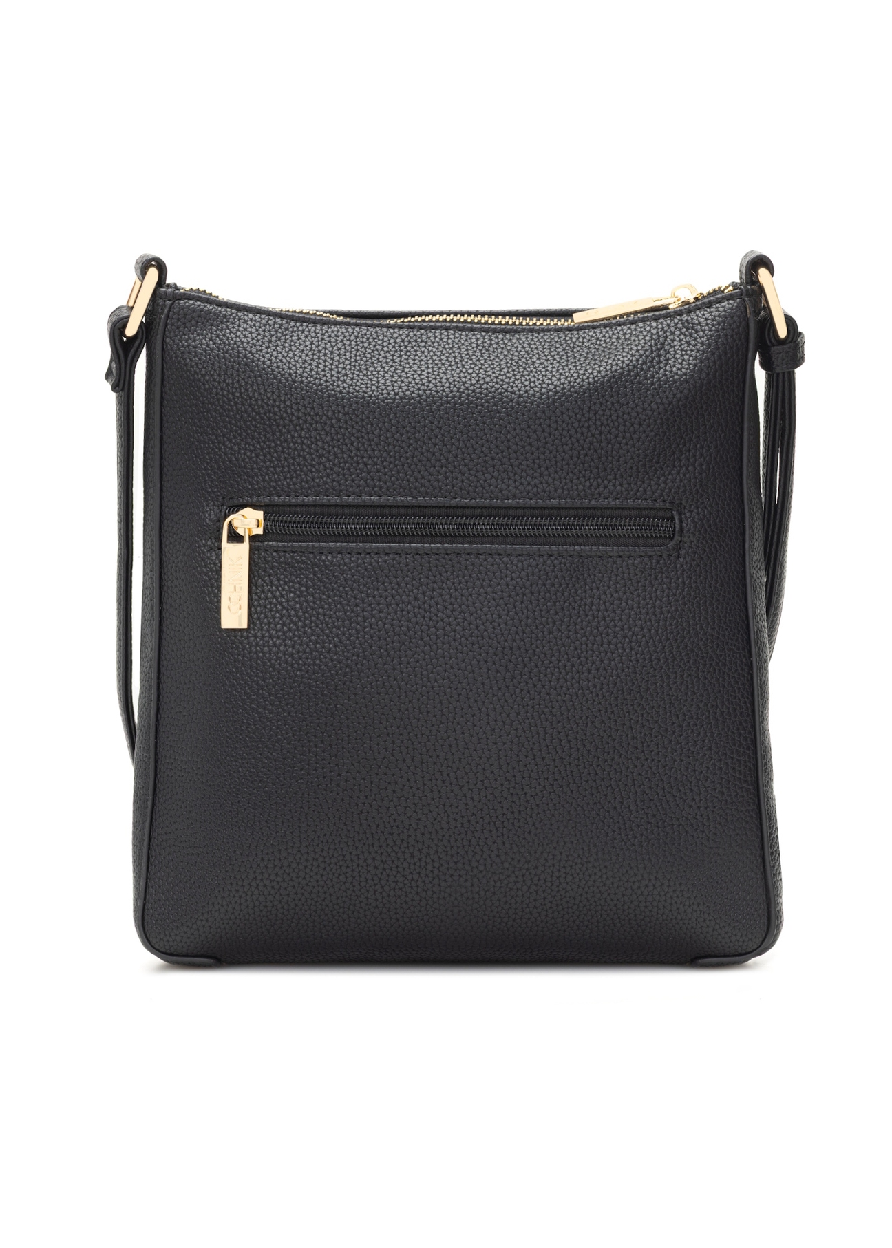 Čierna dámska koženková kabelka TOREC-1177-99(W26), pohľad zozadu na produkt na bielom pozadí.