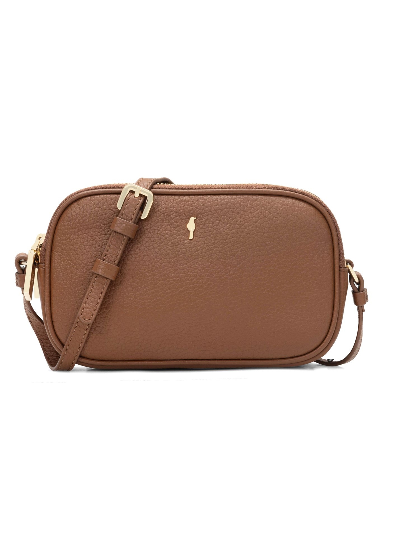 Malá dámska kabelka z ťavej kože TORES-0466E-1D(W26) - pohľad spredu na bielom pozadí.