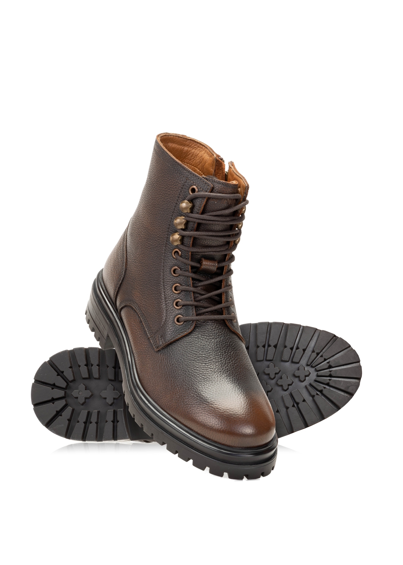 Hnedé pánske kožené členkové topánky BUTYM-0518-09(Z25)