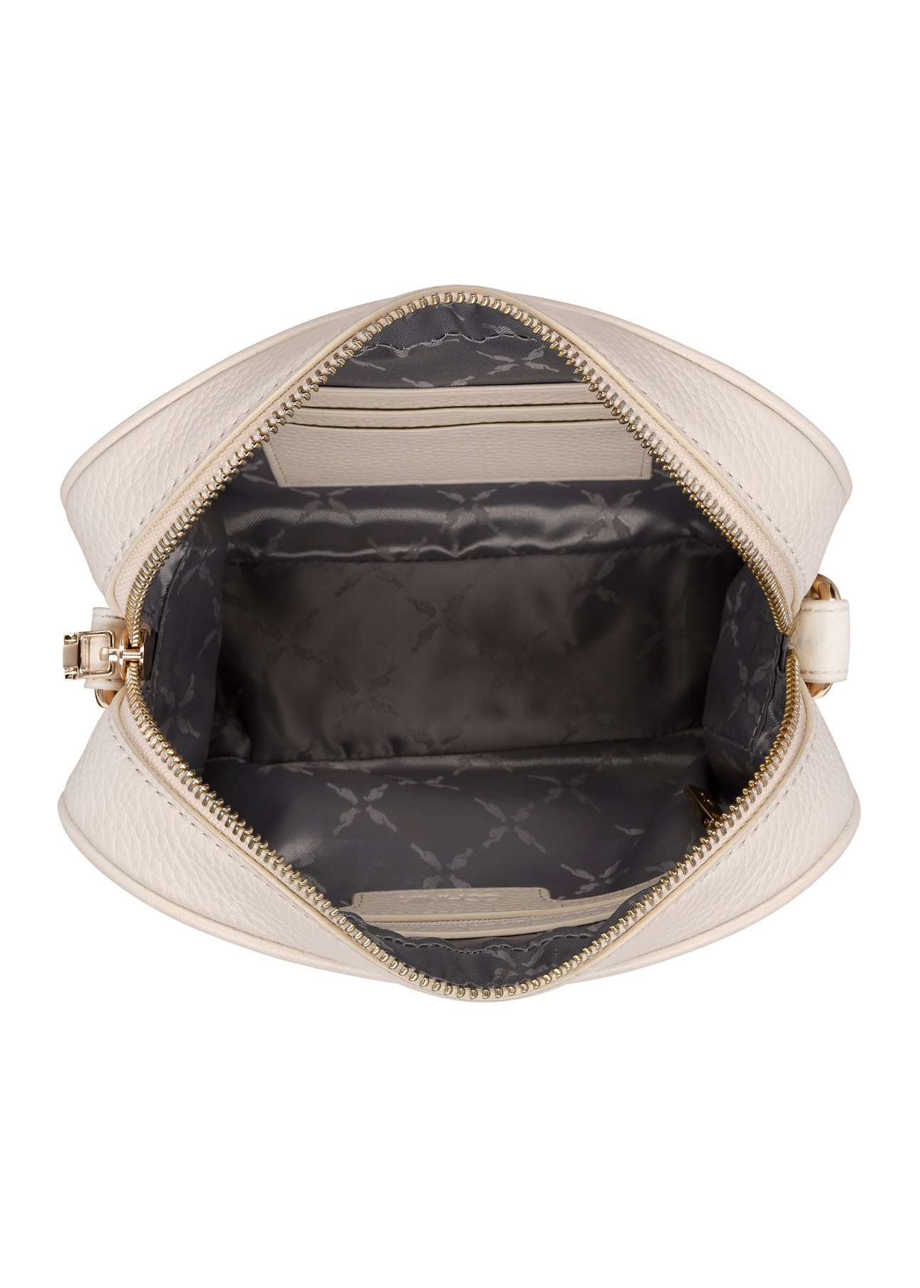 Dámska kožená kabelka krémovej farby TORES-1103B-0B(W26), pohľad na produkt vo vnútri na bielom pozadí.