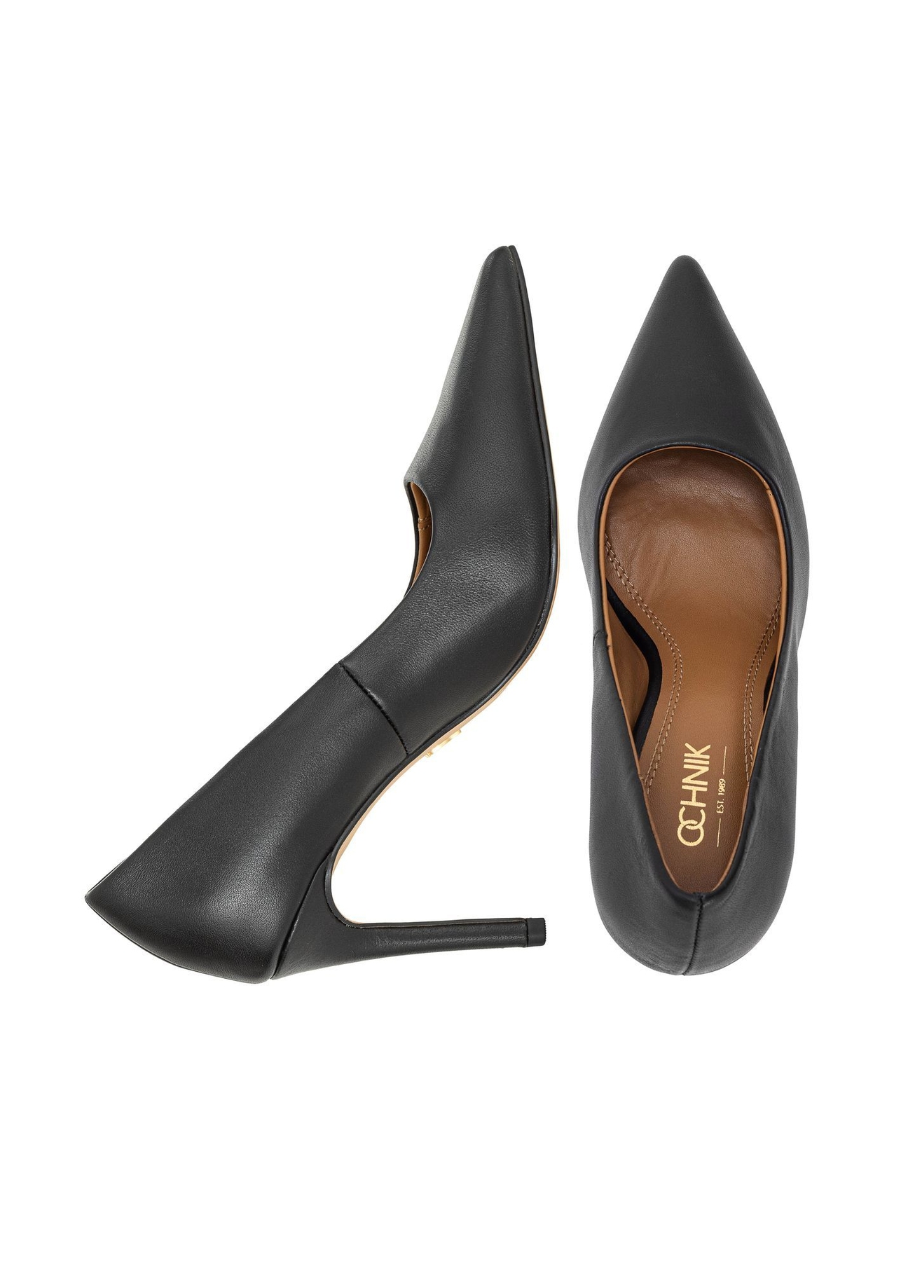 Čierne kožené dámske vysoké podpätky BUTYD-1131-99(Z24)-08