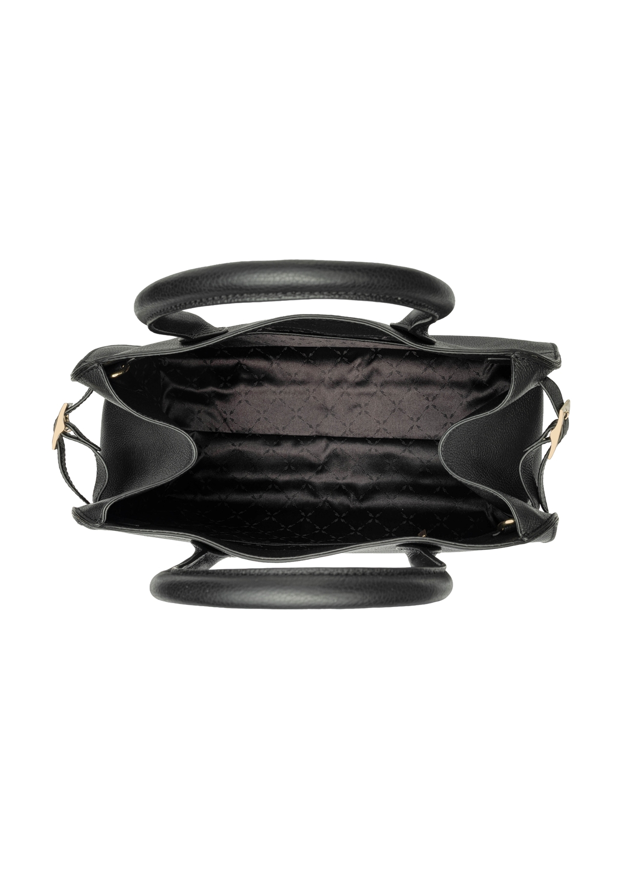 Leather black handbag TORES-1191-9I(Z26), product view from the inside on a white background.