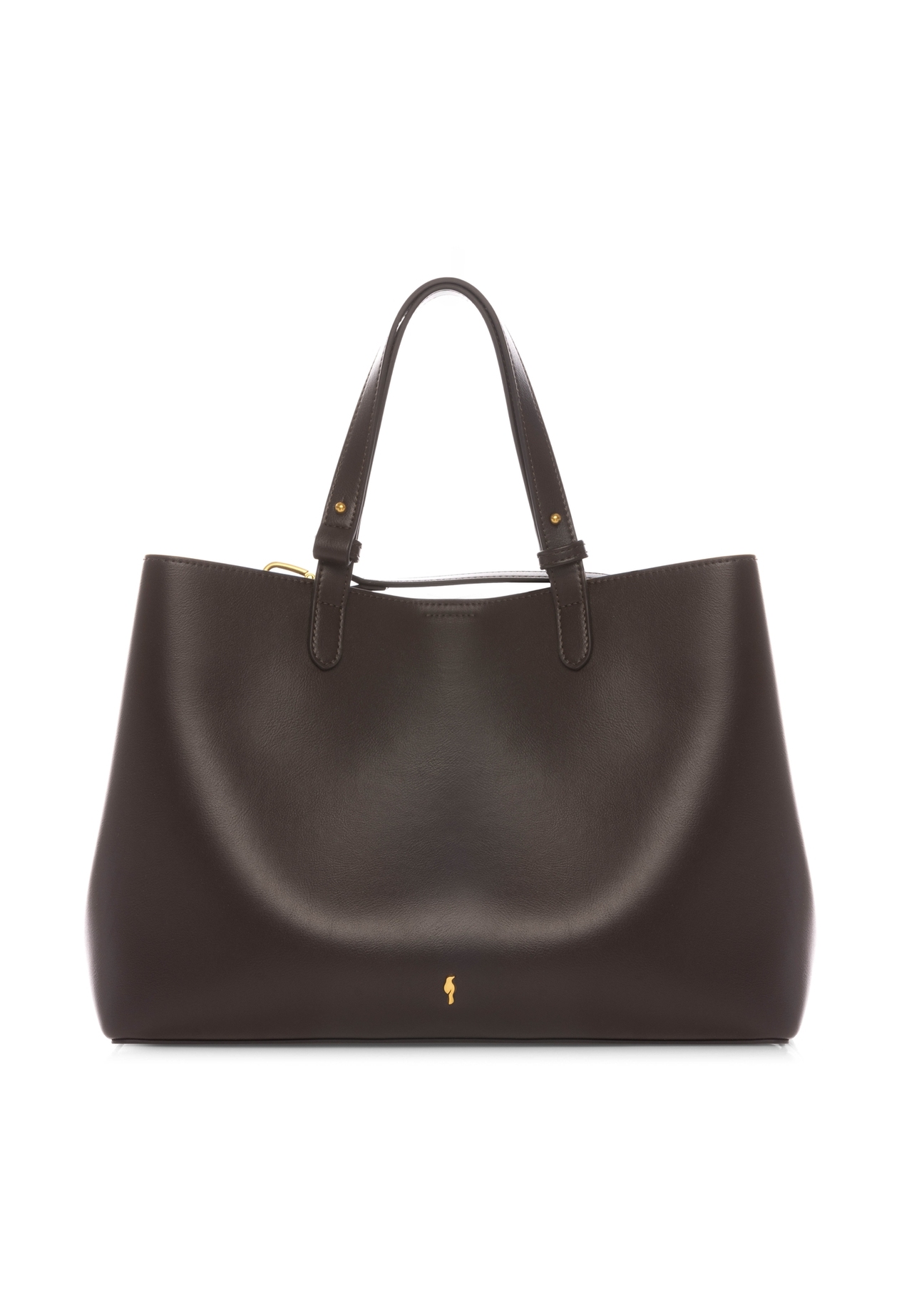 Hnedá dámska nákupná kabelka TOREC-1240-1H(W26), pohľad spredu na bielom pozadí.