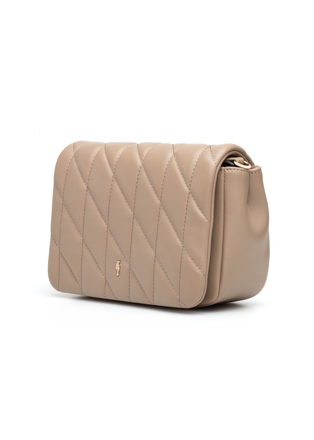 Béžová dámska kabelka s prešívaním TOREC-1151-1D(W26), diagonálny pohľad na produkt na bielom pozadí.