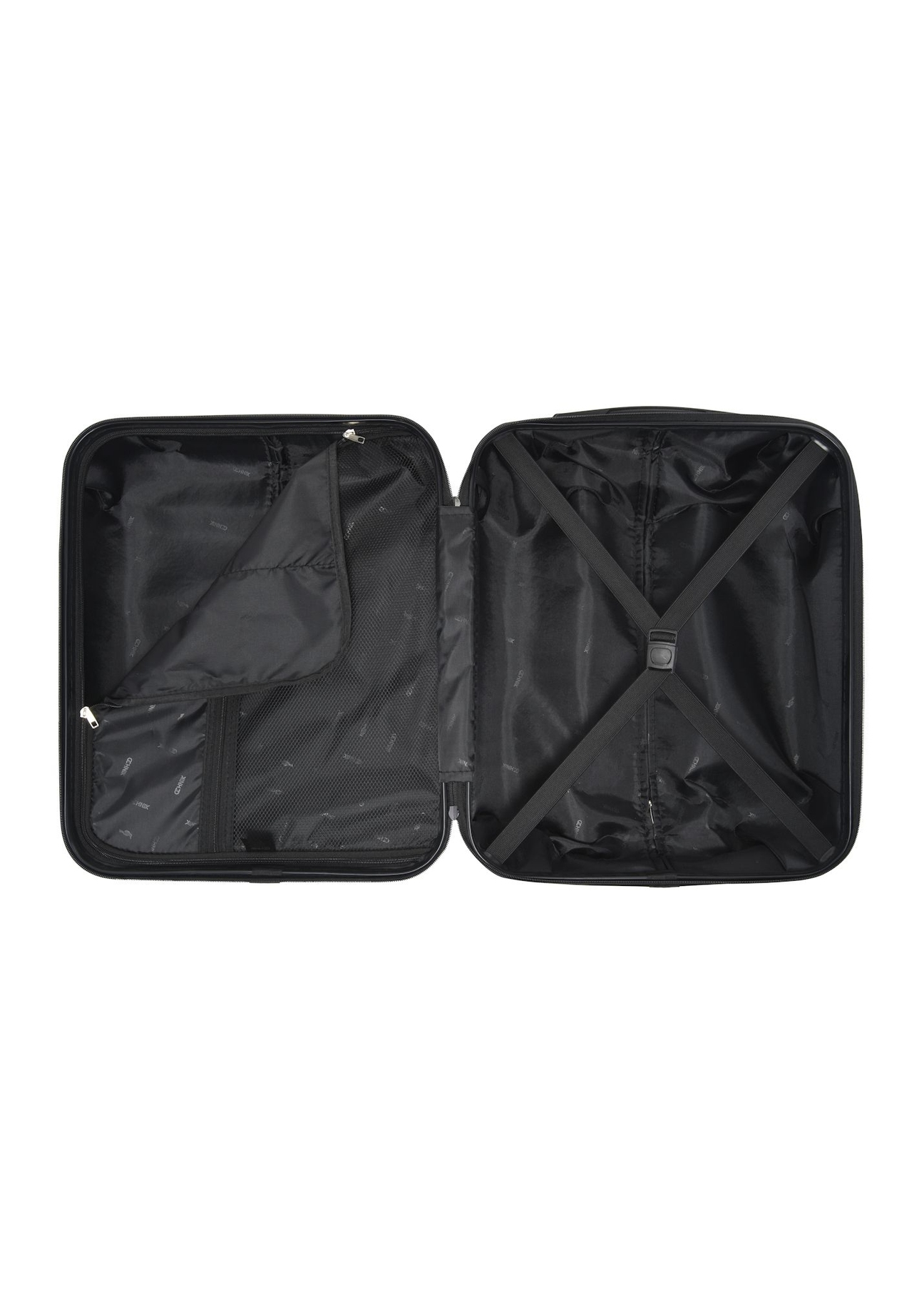 Malý kufor na kolieskach WALAB-0067-0X-19(W26), pohľad na produkt vo vnútri na bielom pozadí.