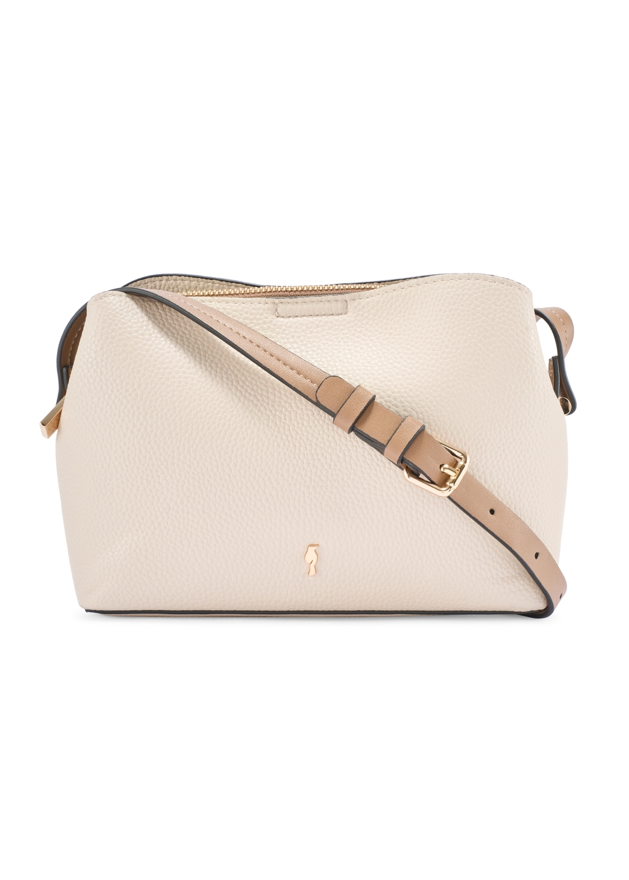 Malá krémová dámska kabelka TOREC-0768-0B(W26), pohľad na produkt spredu na bielom pozadí.