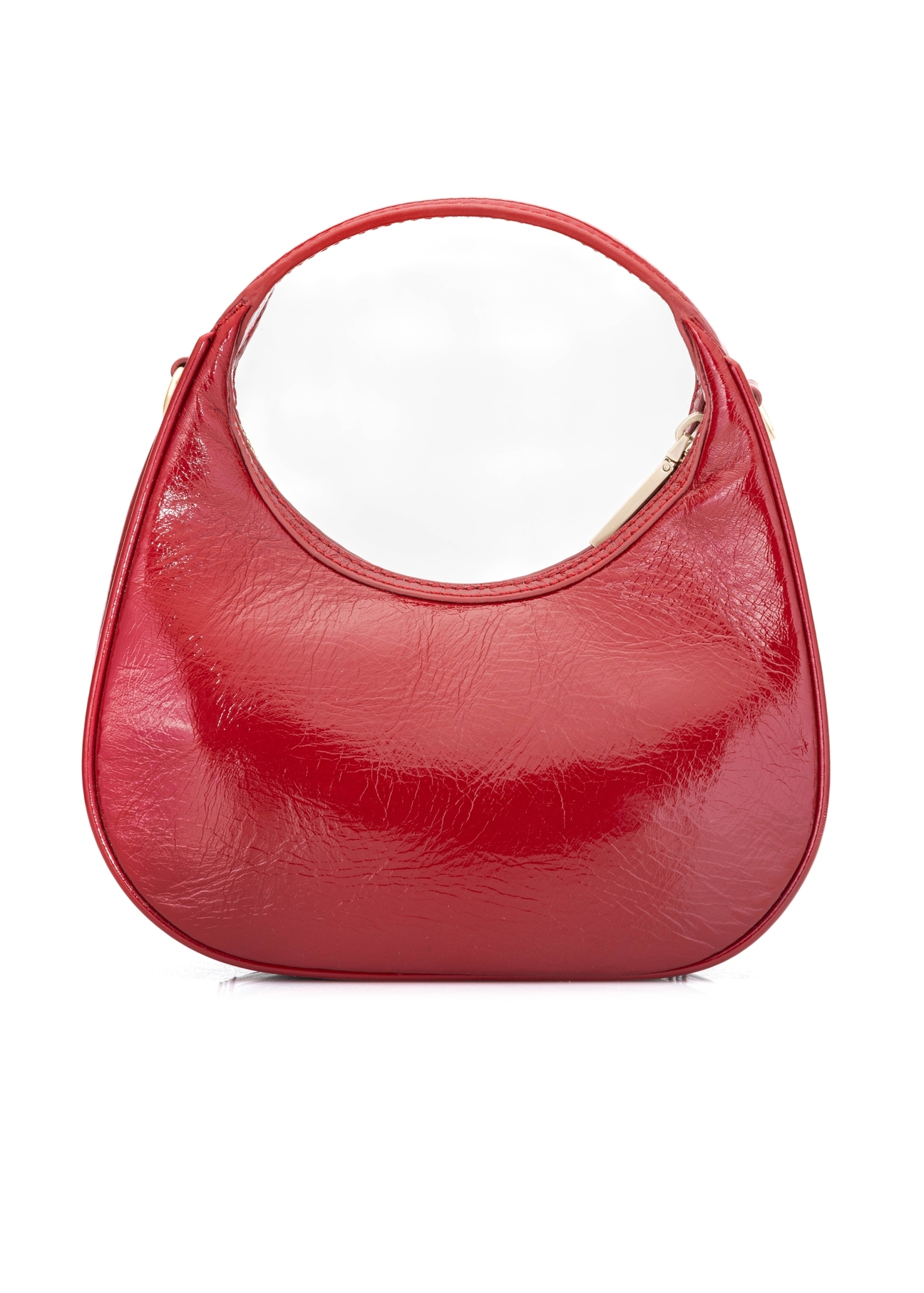 Červená kožená kabelka hobo TORES-1216-4B(W26), pohľad na produkt zozadu na bielom pozadí.