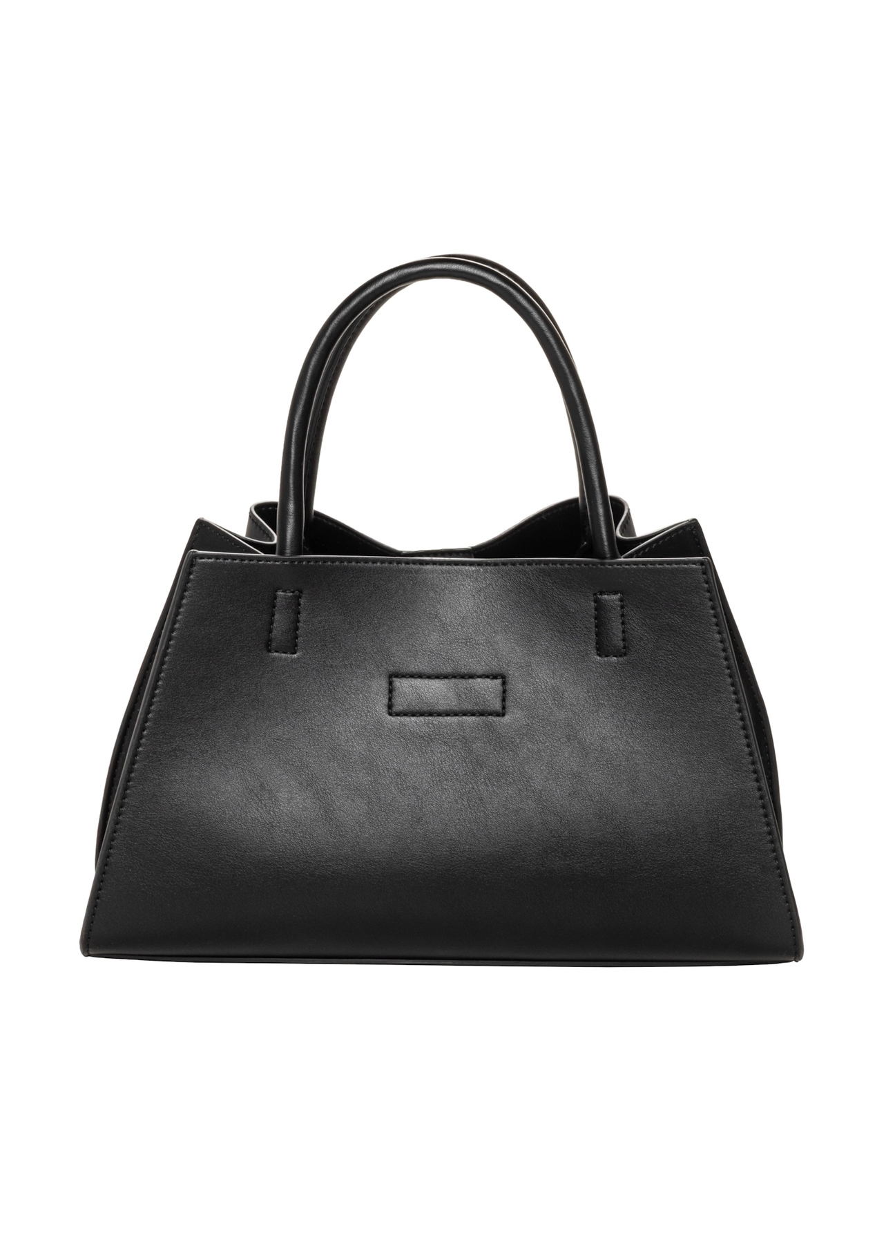 Čierna dámska kabelka z imitácie kože TOREC-1387-99(Z26), pohľad na produkt zozadu na bielom podklade.