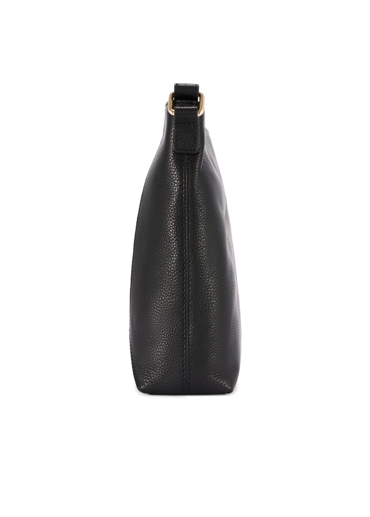 Čierna kožená dámska kabelka TORES-1265-9I(W26) - bočný pohľad na produkt, na bielom podklade.