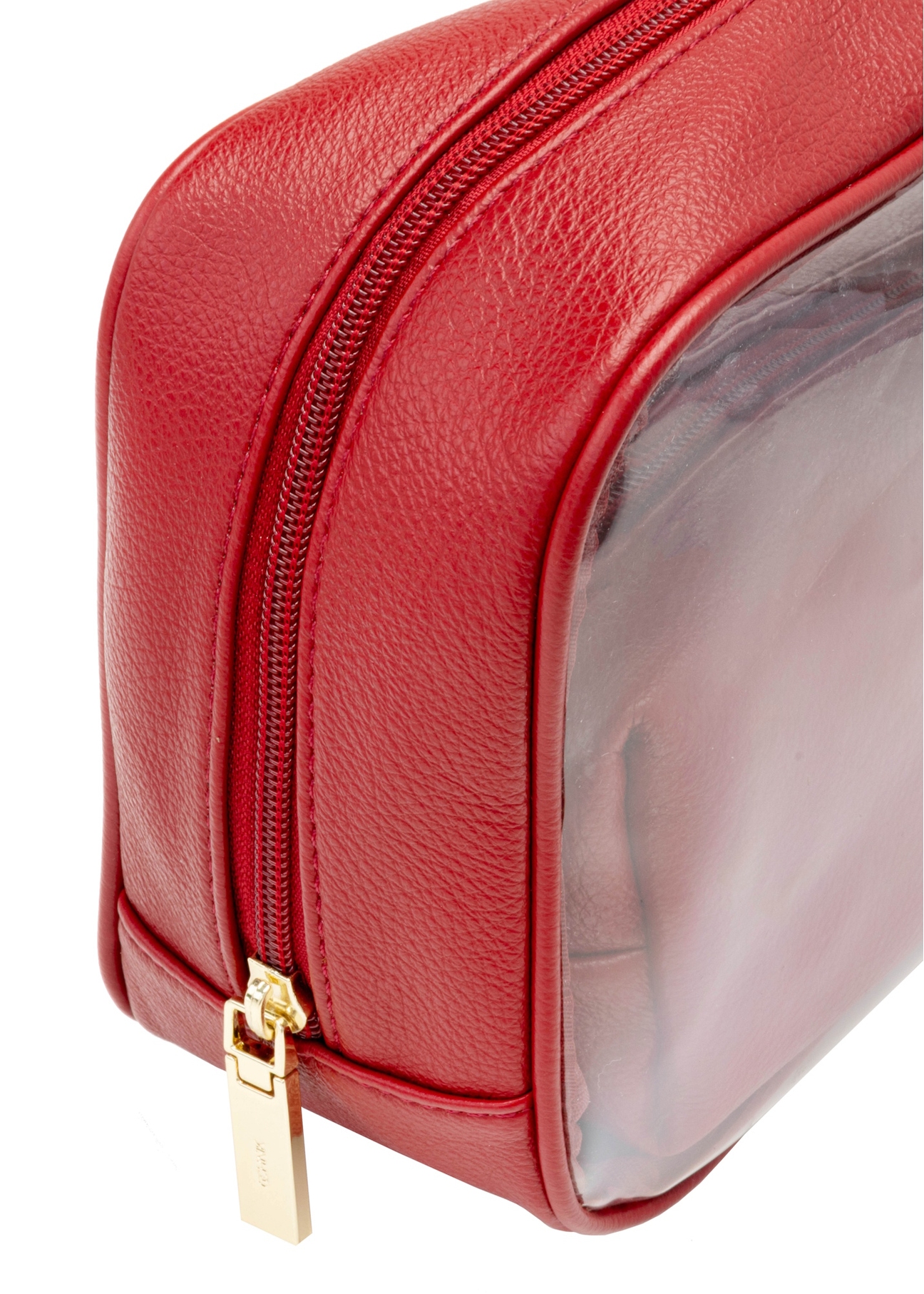 Veľká červená dvojdielna dámska kozmetická taška TOREC-0874A-41(Z25), detail produktu na bielom pozadí.