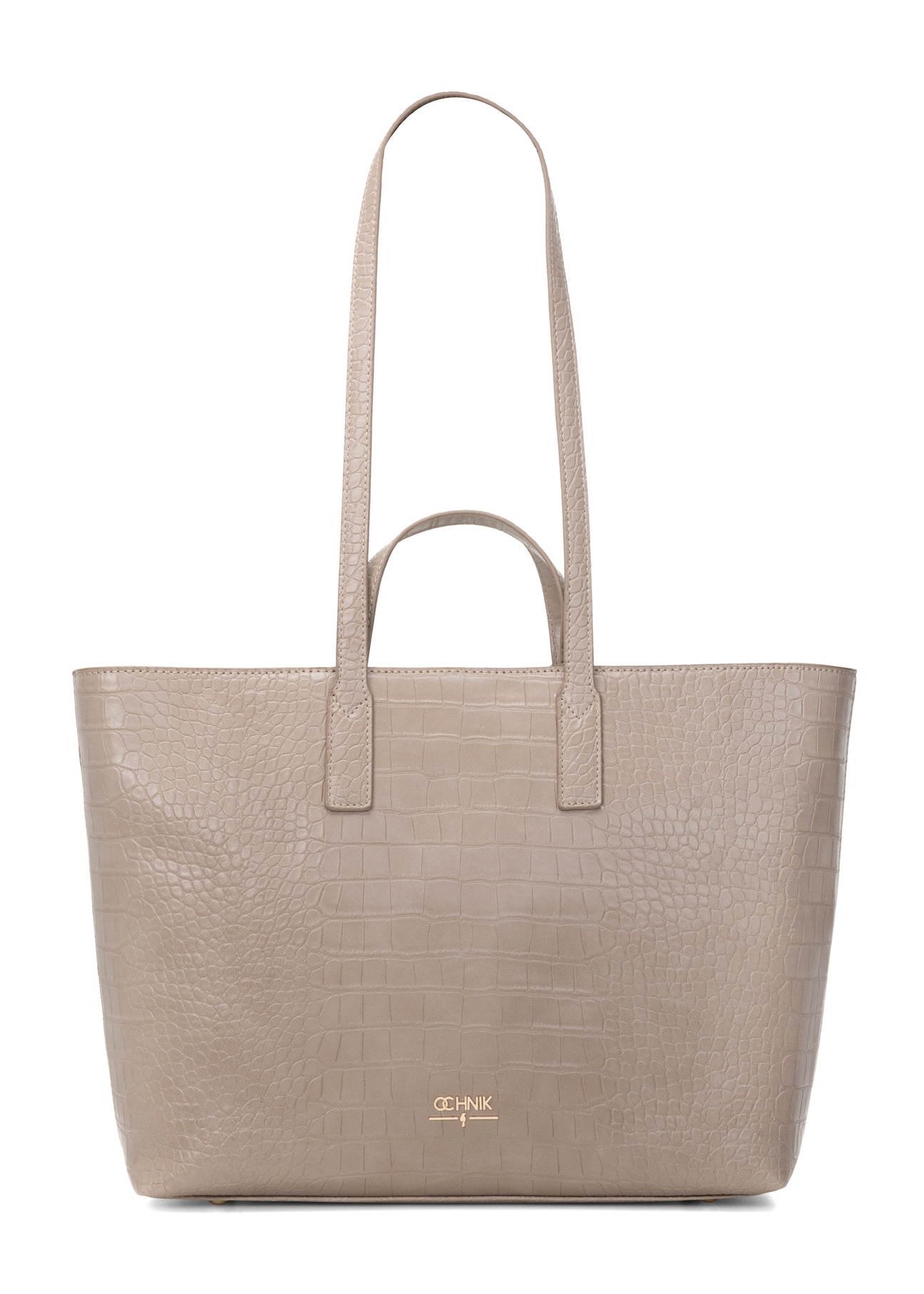 Dámska béžová nákupná kabelka TOREC-1204-1D(W26), pohľad spredu na bielom pozadí.