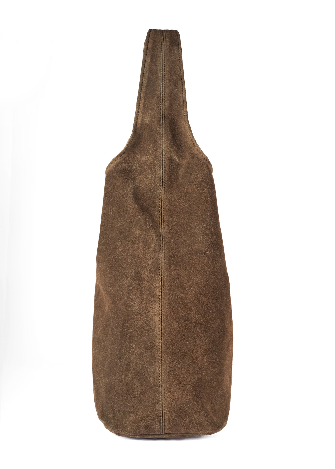 Dámska semišová nákupná taška khaki TORES-1177-57(Z25), bočný pohľad na produkt na bielom pozadí.
