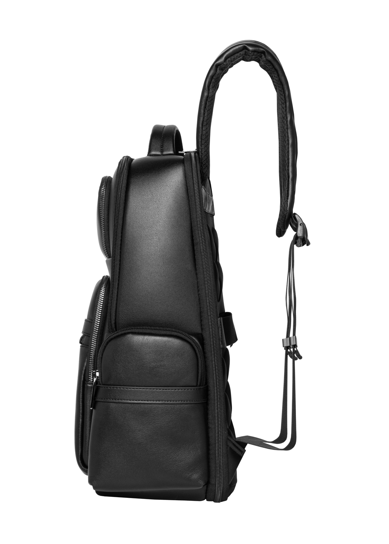 Čierny veľký pánsky batoh PLCMS-0026-99(Z26), pohľad na produkt z boku na bielom pozadí.