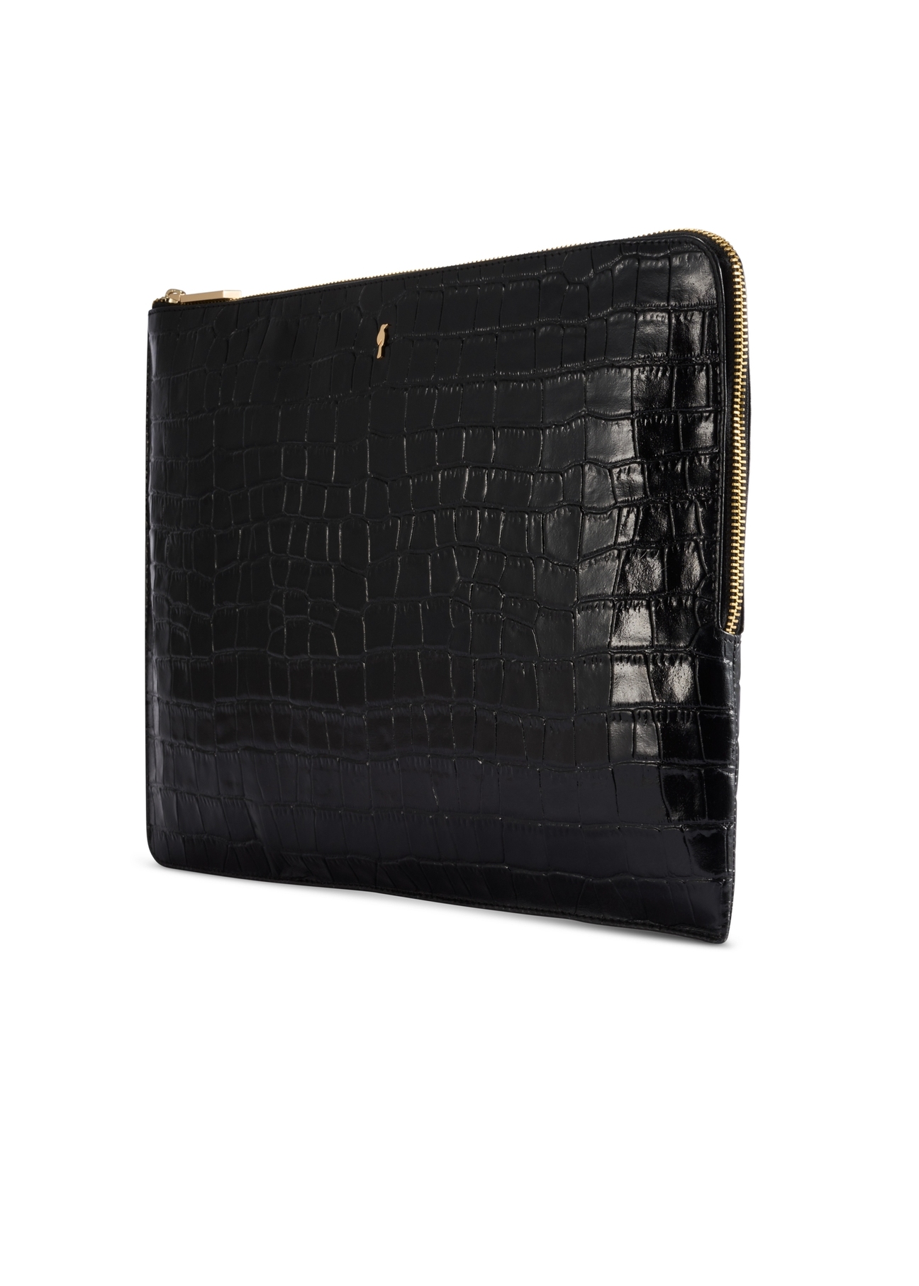 Čierna kožená dámska aktovka TORES-0853F-9G(W26) - diagonálny pohľad na produkt, na bielom pozadí.