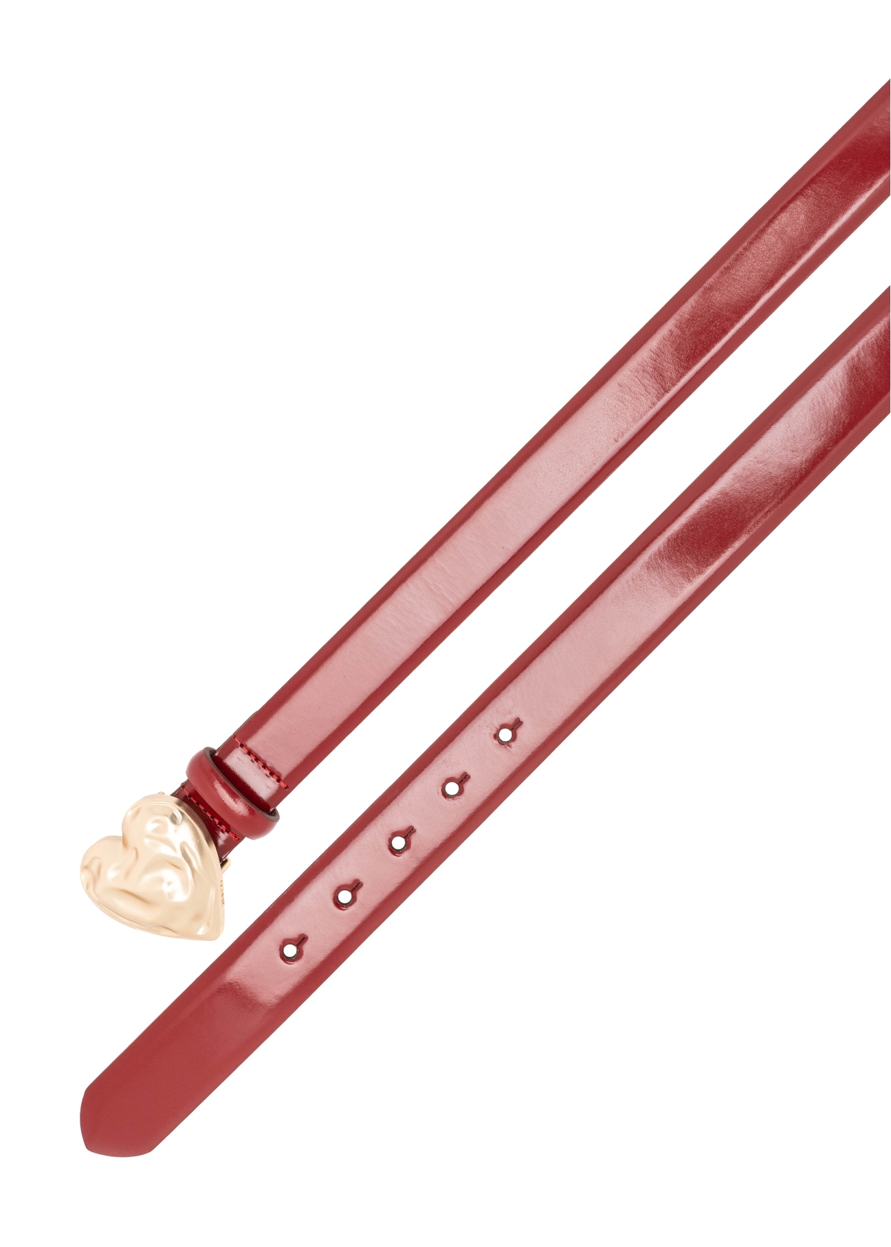 Kožený opasok so srdiečkovou prackou PASDS-0337-4B(W26), pohľad zhora na produkt na bielom pozadí.