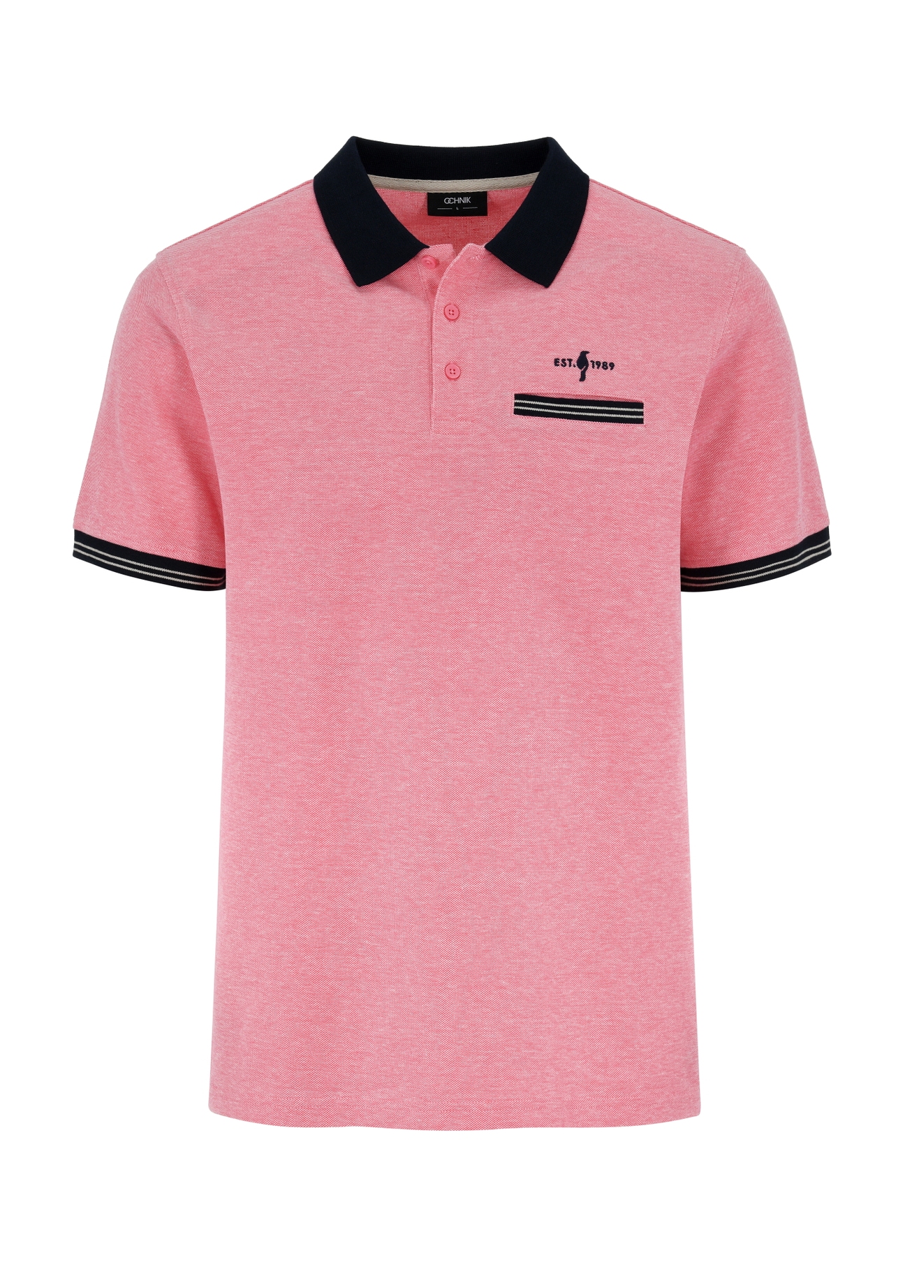 Pánske polo tričko lososovej farby POLMT-0068-43(W24)-05