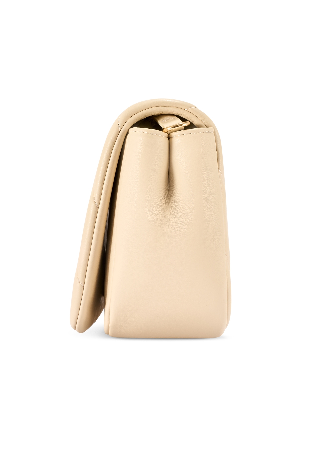 Krémová dámska kabelka s prešívaním TOREC-1151-0B(W26) - bočný pohľad na produkt, na bielom podklade.