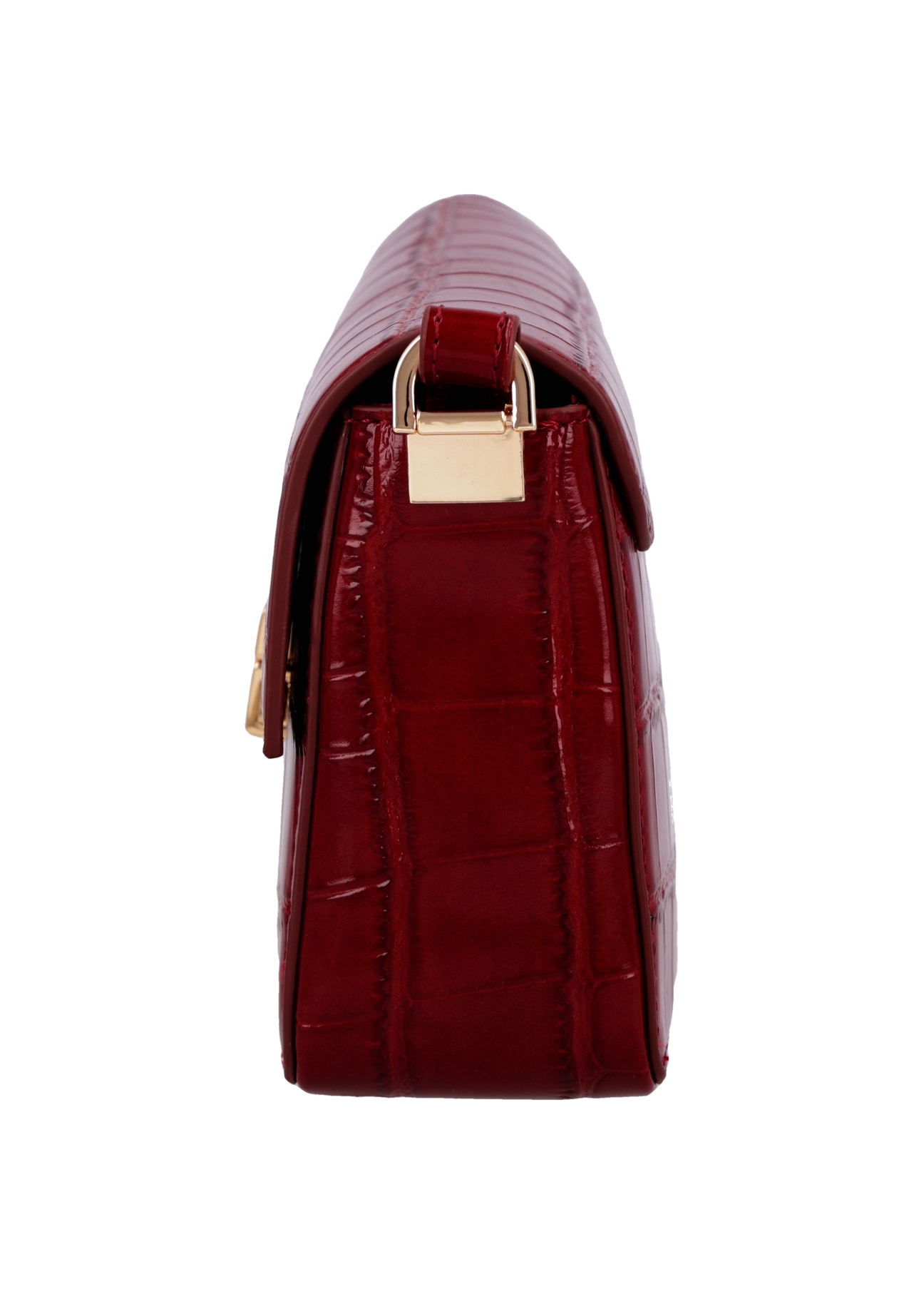 Elegantná červená dámska kabelka TOREC-1251-4C(Z26), bočný pohľad na produkt na bielom pozadí.