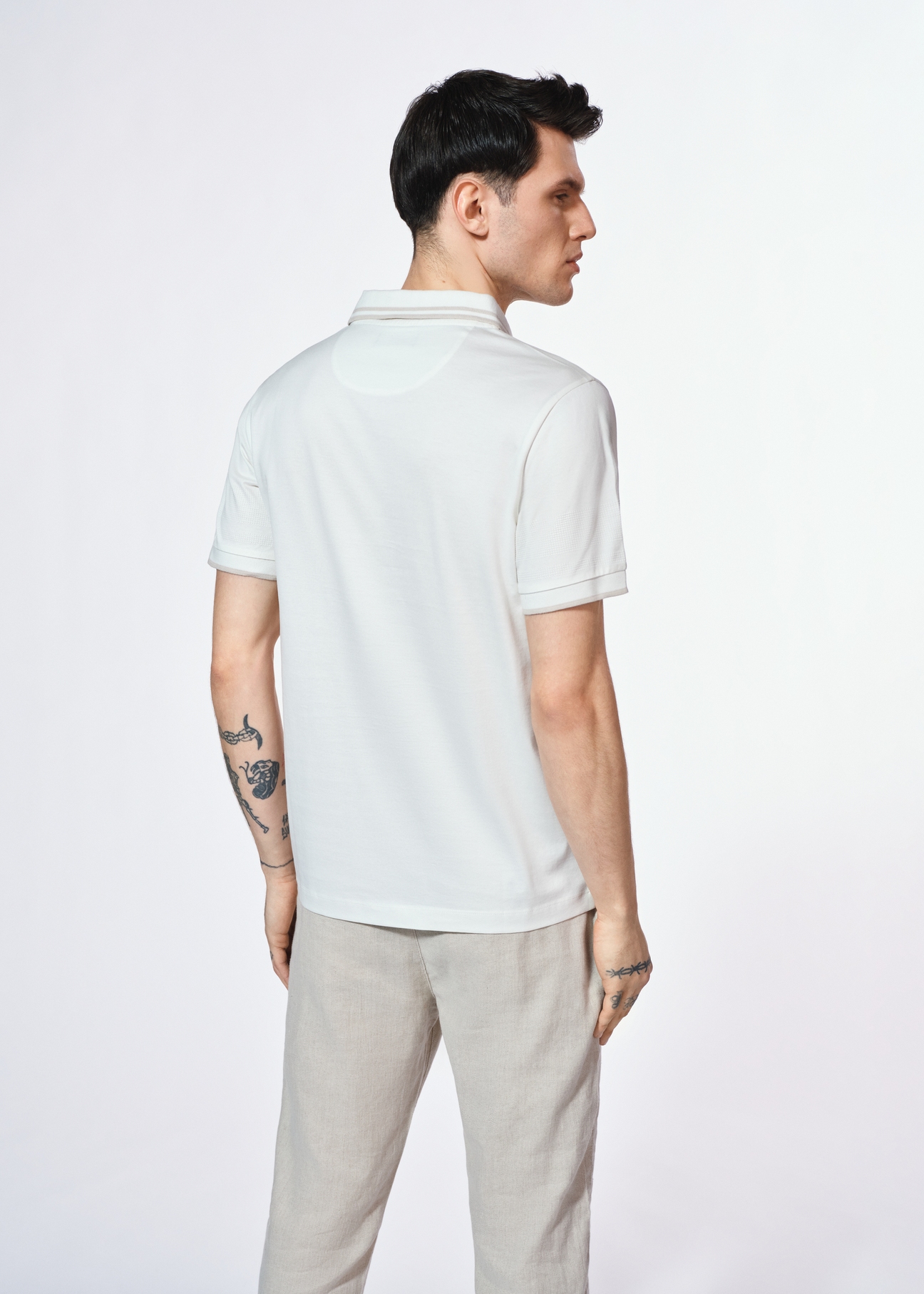 Biele bavlnené polo tričko POLMT-0077-12(W25)