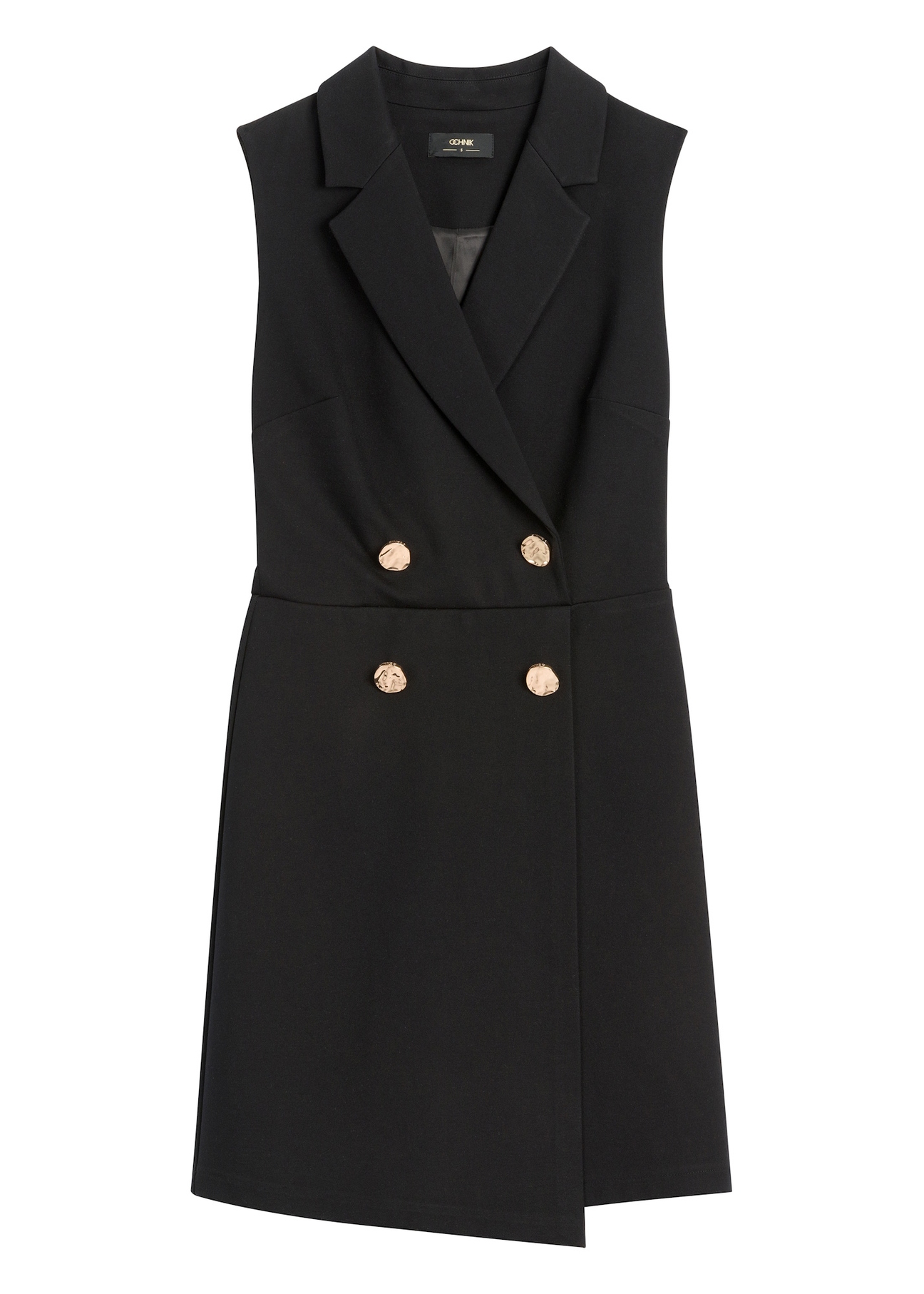 Čierny dámsky overal KOBDT-0009-99(W26) - pohľad spredu na produkt, na bielom pozadí.