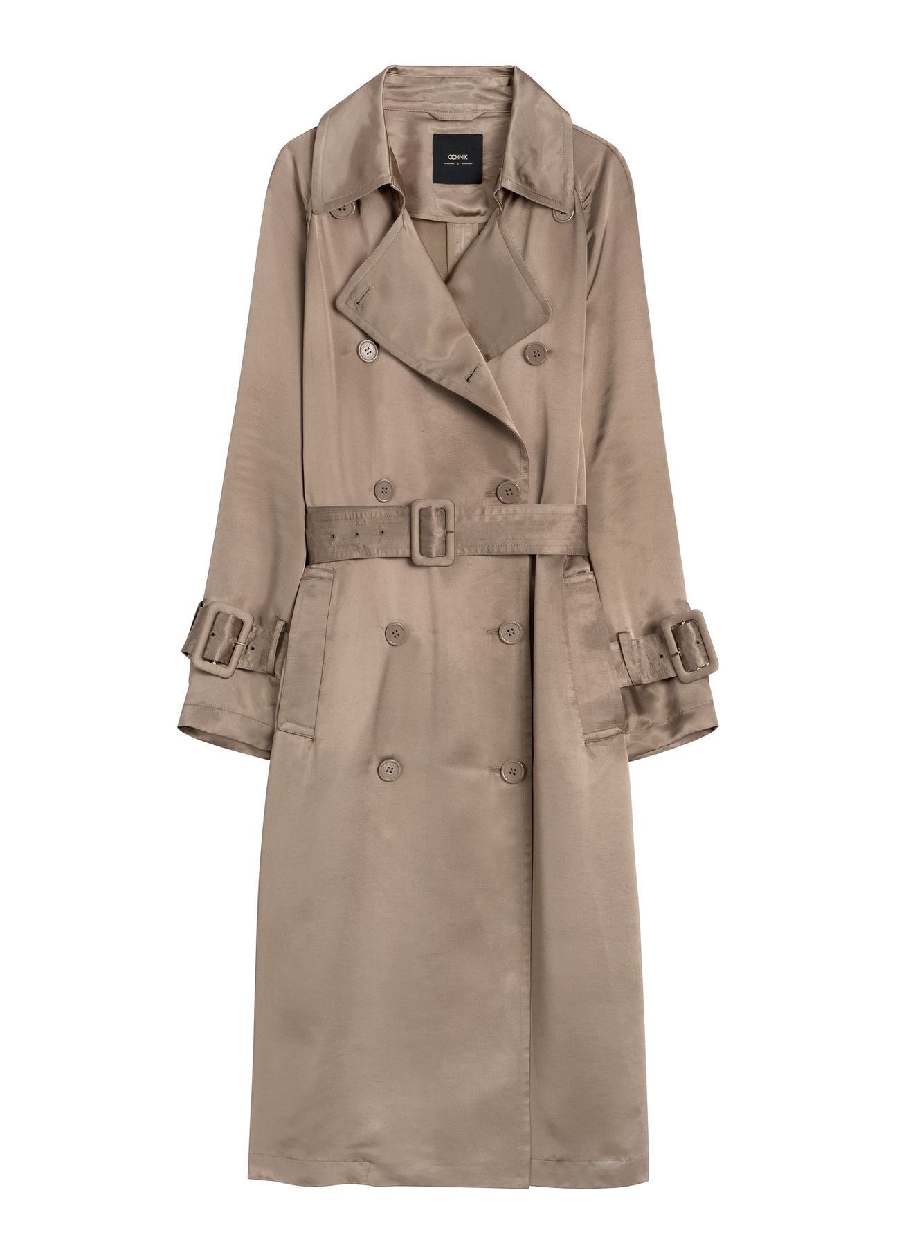 Ľahký dámsky viskózový kabát KURDT-0650-1K(W26) - pohľad spredu na produkt, na bielom pozadí.