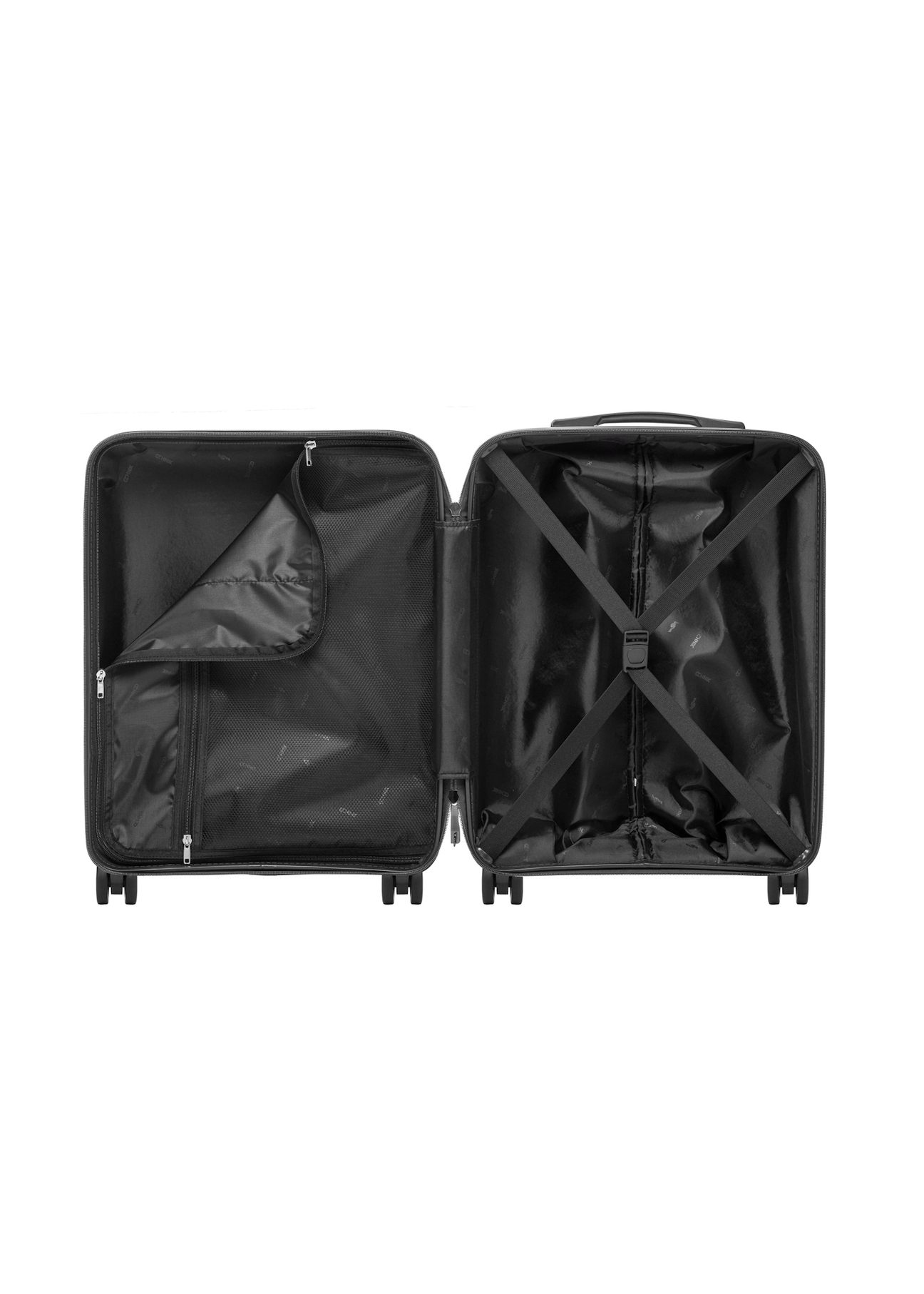 Malý kufor na kolieskach WALPP-0026-99-19(W26), pohľad na produkt vo vnútri na bielom pozadí.