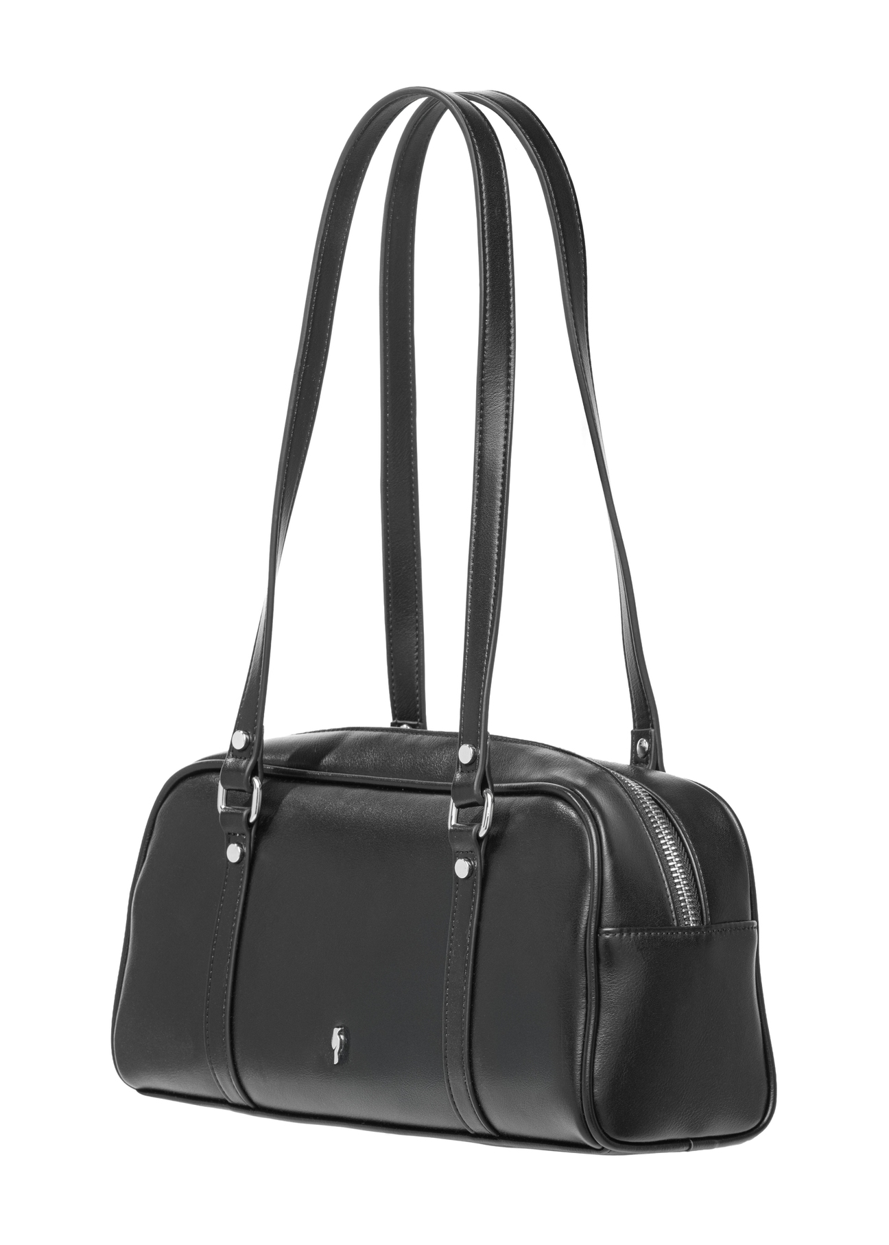 Čierna taška cez rameno TOREC-1233-9G(W26), diagonálny pohľad na produkt na bielom pozadí.