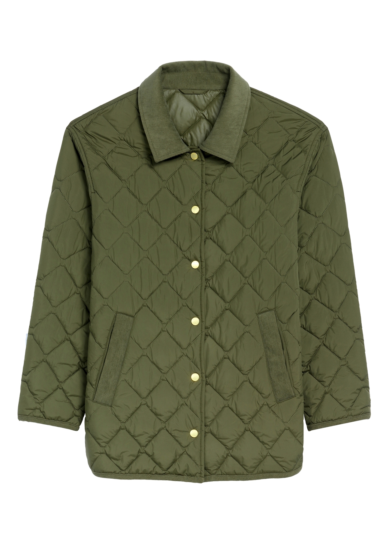 Dámska bunda s golierom v khaki farbe KURDT-0596-55(Z25)